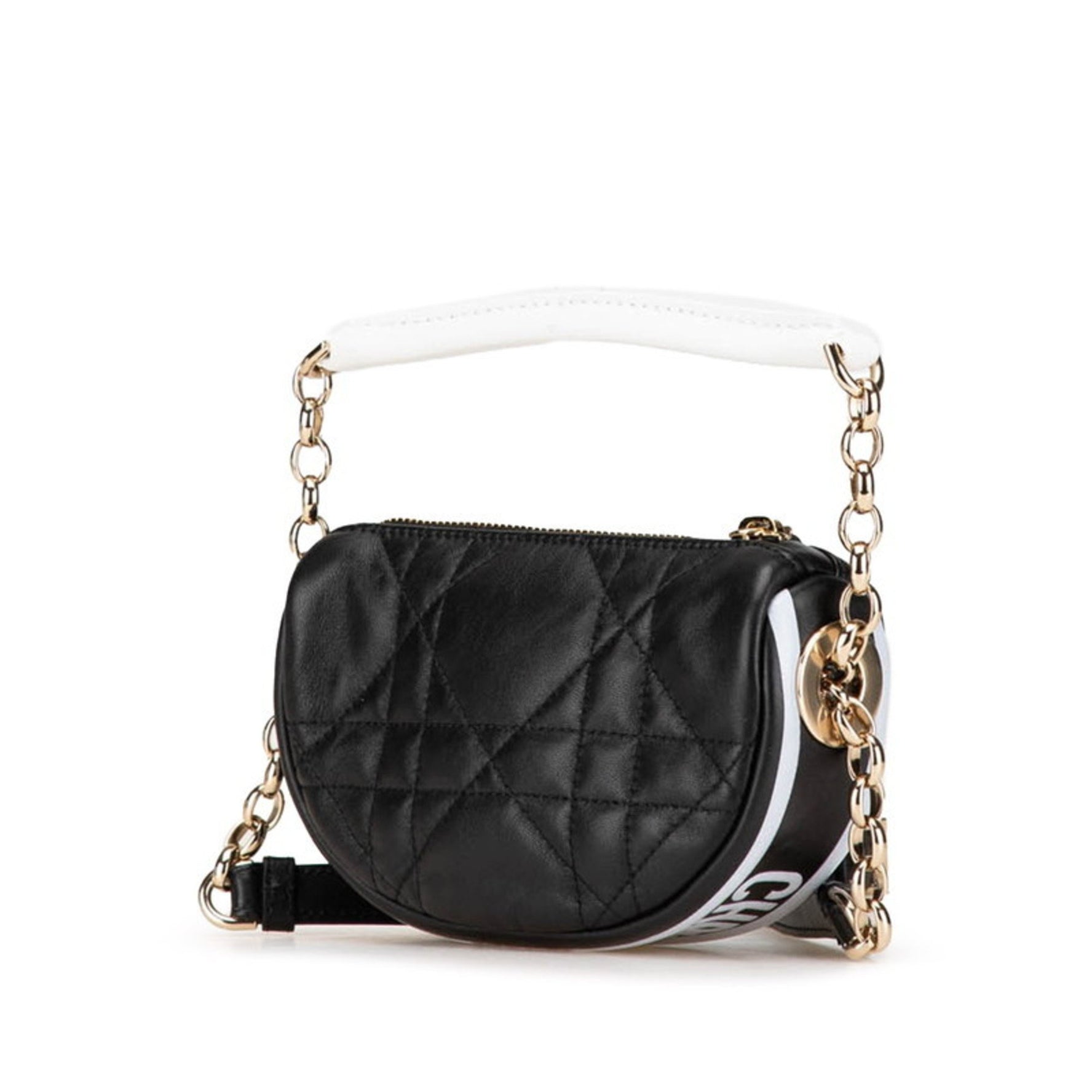 Christian Dior Dior Vibe Cannage Hobo Bag Handbag Shoulder Black White Leather