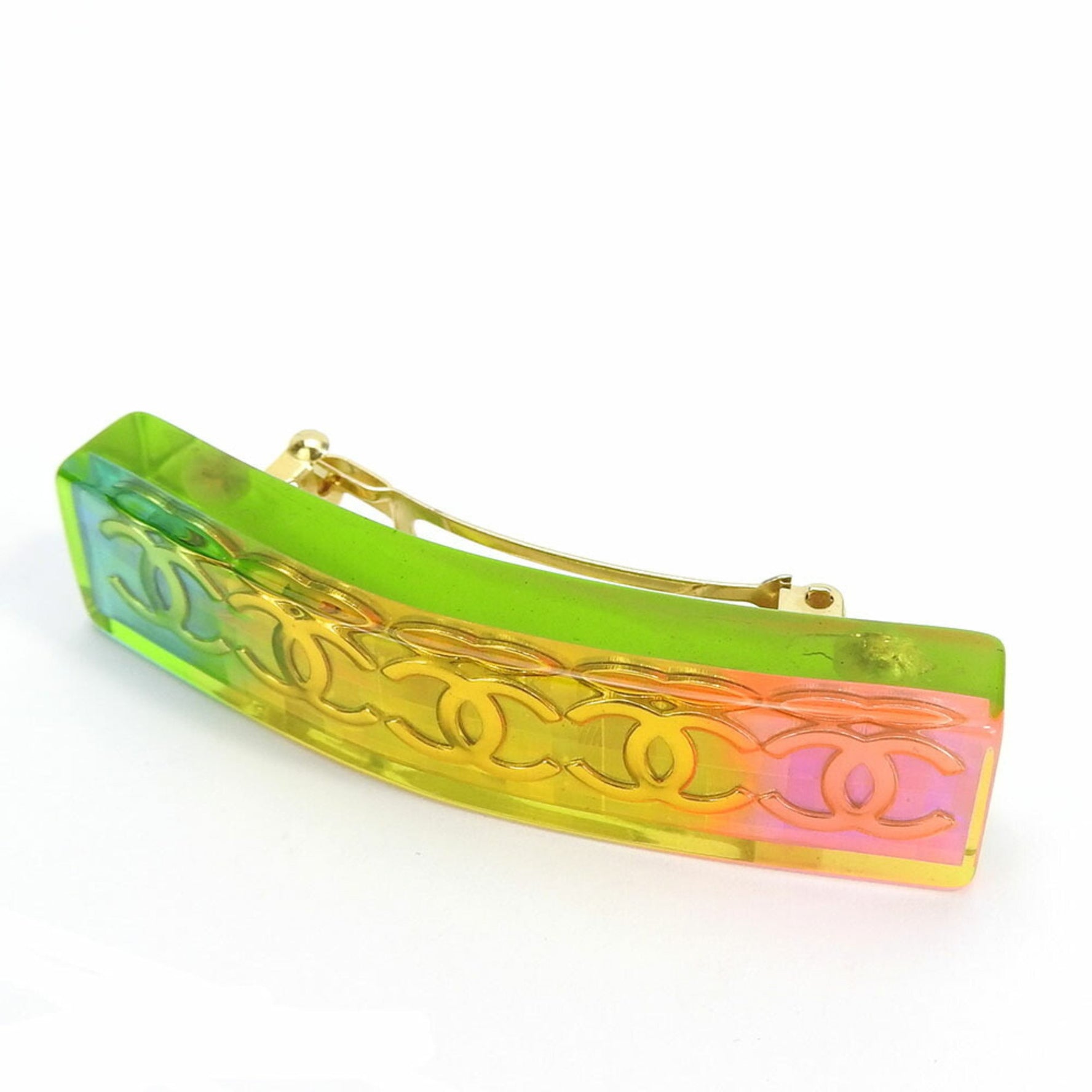 CHANEL Valletta Coco Mark Clear Rainbow Multicolor Plated Gold Hair Accessories Ladies accessories jewelry coco