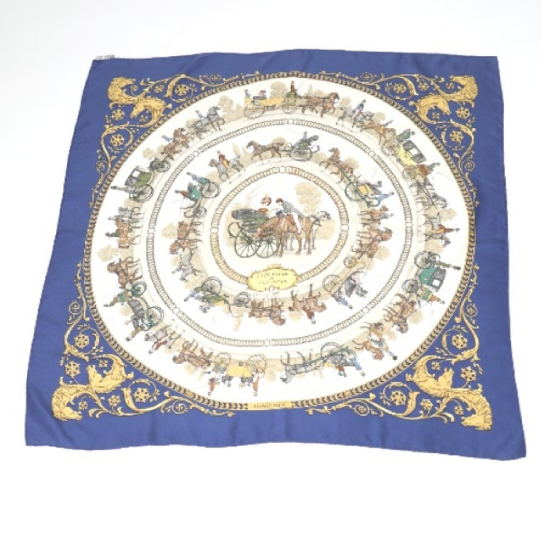 Hermes Scarf La PROMENADE DE LONGCHAMPS Silk Carré 90