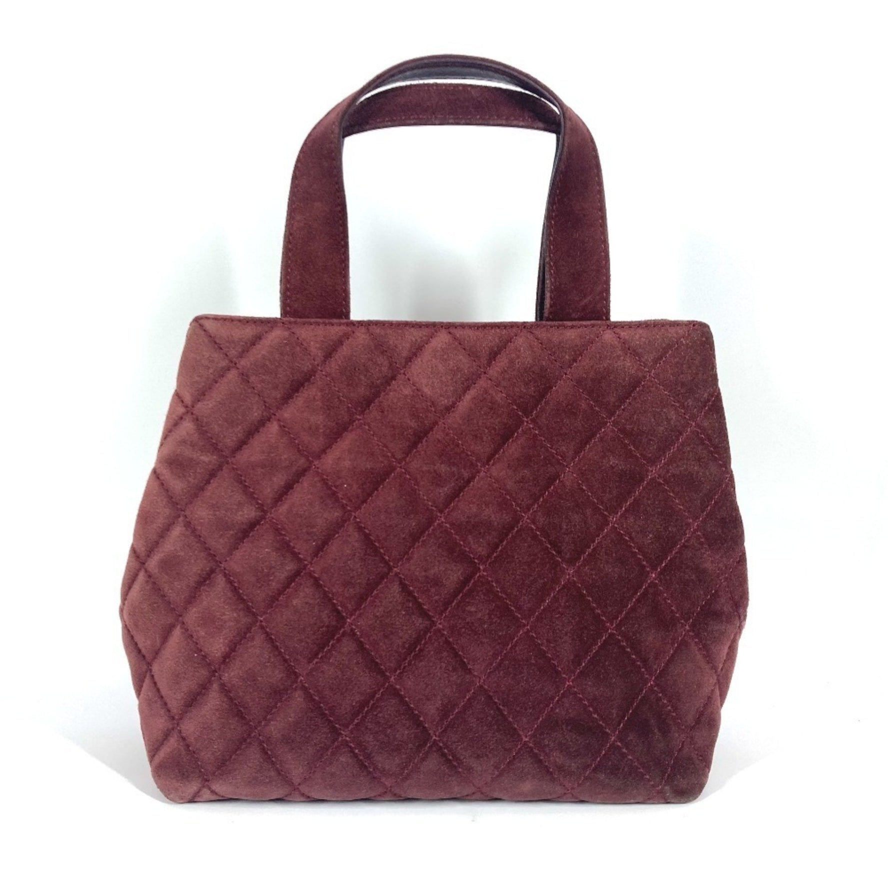 CHANEL Tote Bag Vintage Turnlock CC Coco Mark Matelasse Quilted Shoulder Crossbody Handbag Suede Red