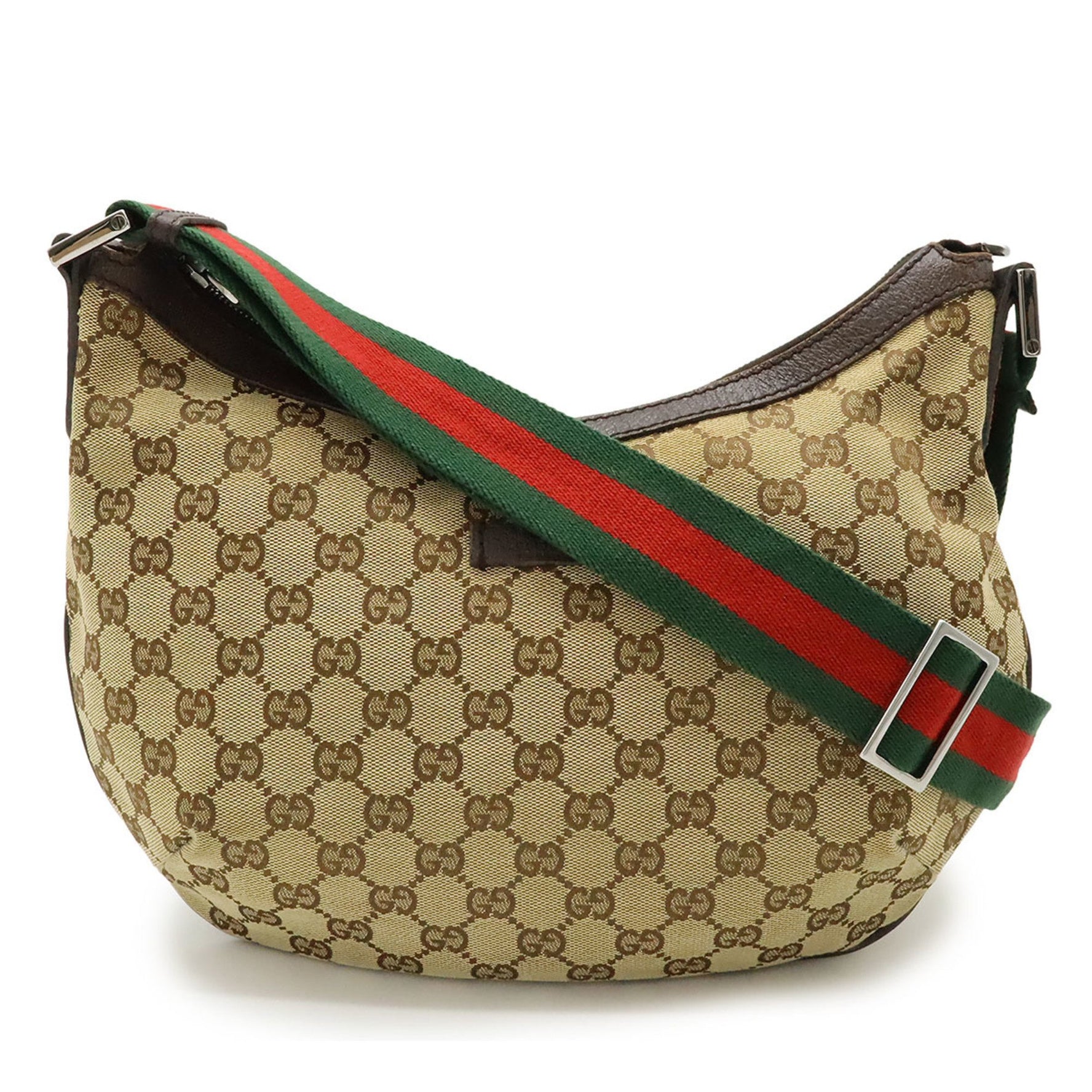 GUCCI GG Canvas Sherry Line Shoulder Bag in Leather, Khaki Beige, Brown, Dark Green, and Red