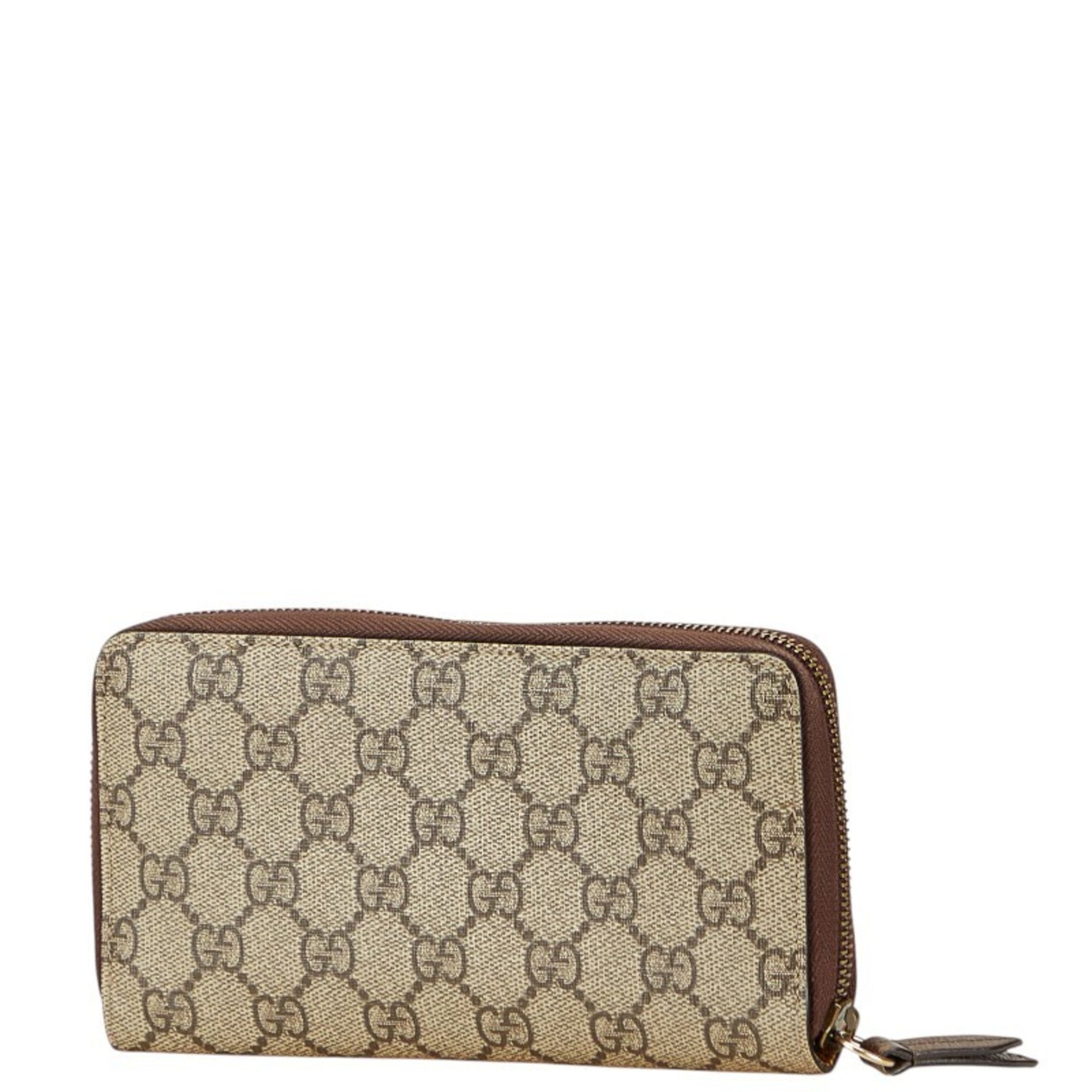 Gucci GG Supreme Long Wallet Beige Brown Leather