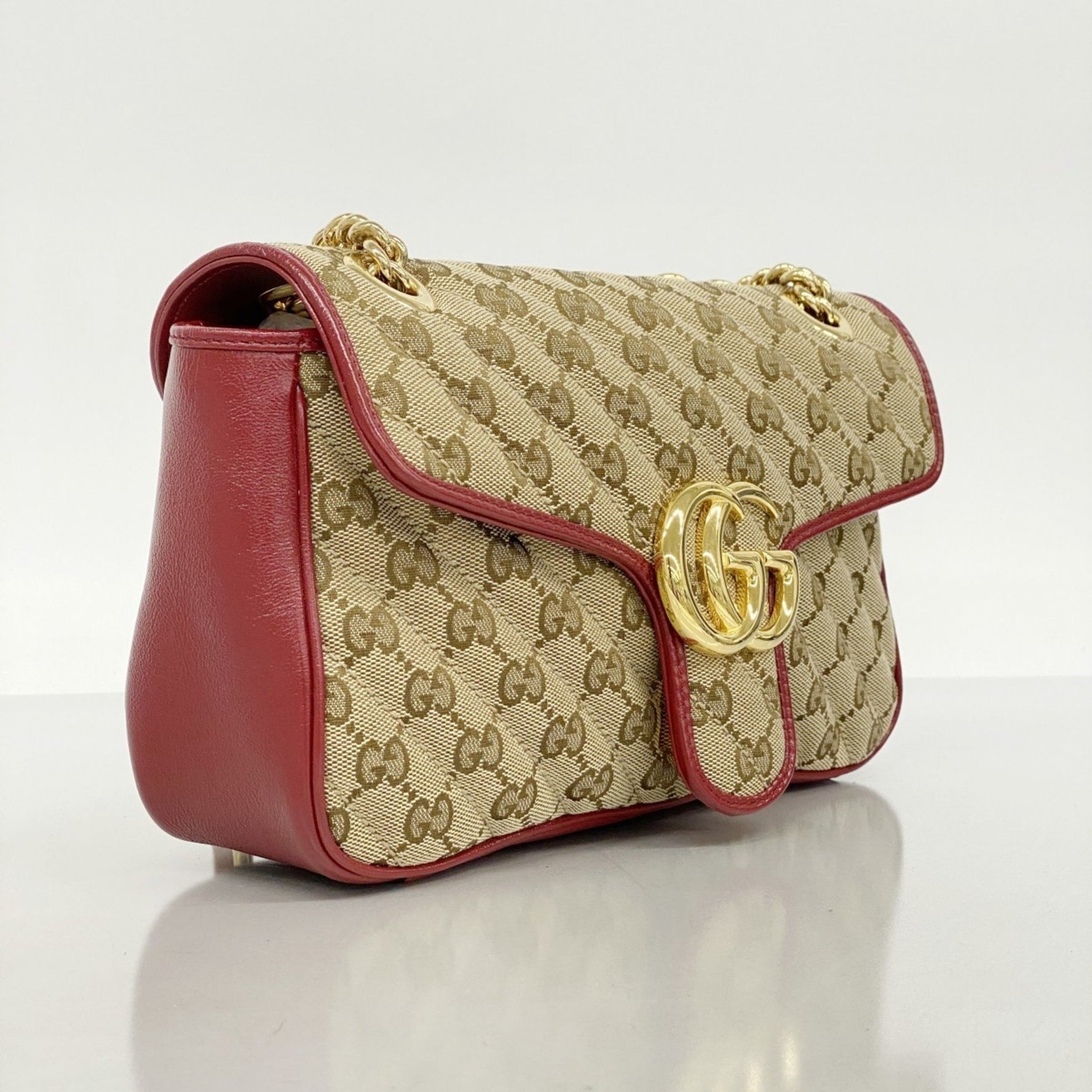Gucci GG Marmont Shoulder Bag Beige Red