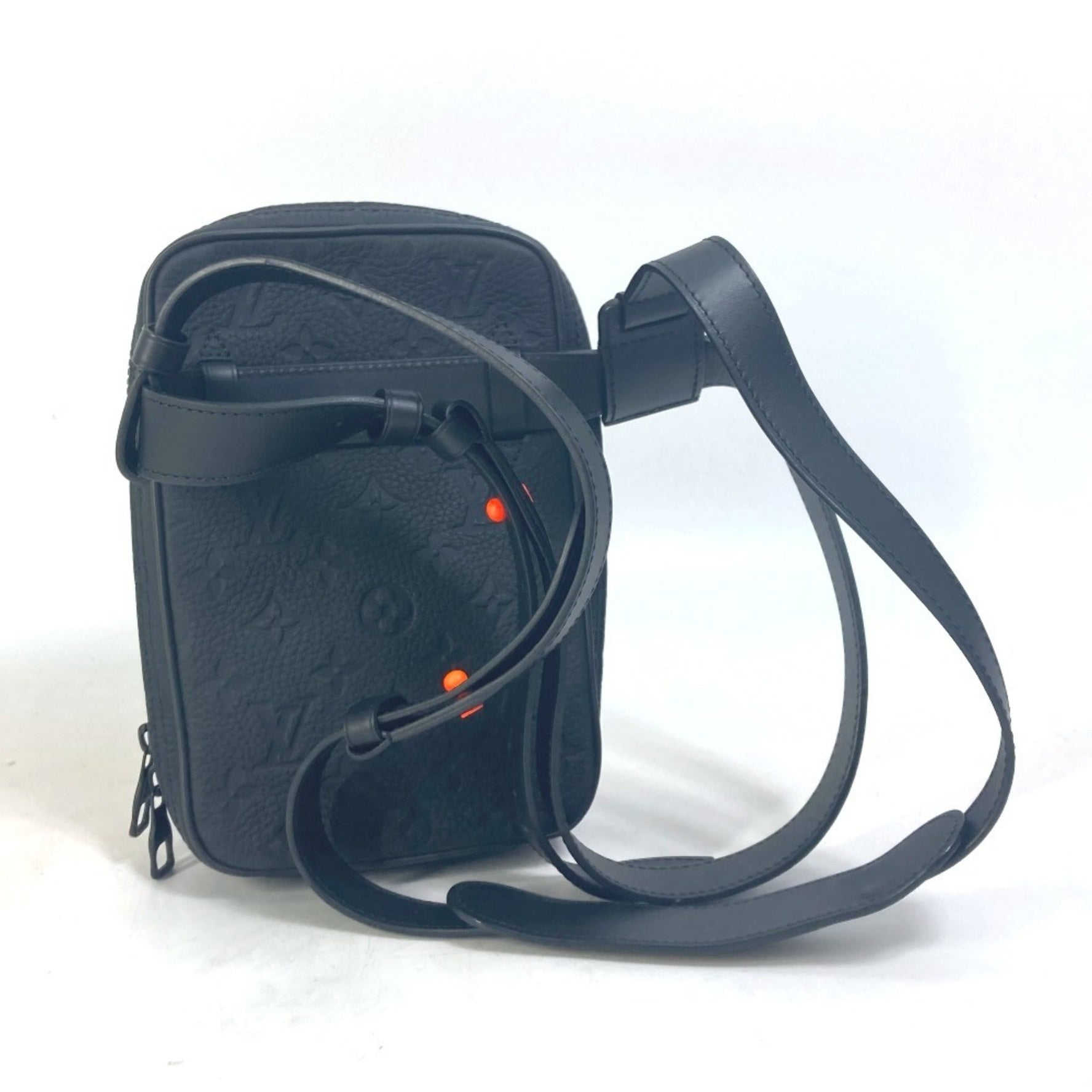 Louis Vuitton Monogram Utility Side Bag, Crossbody Shoulder Taurillon, Black