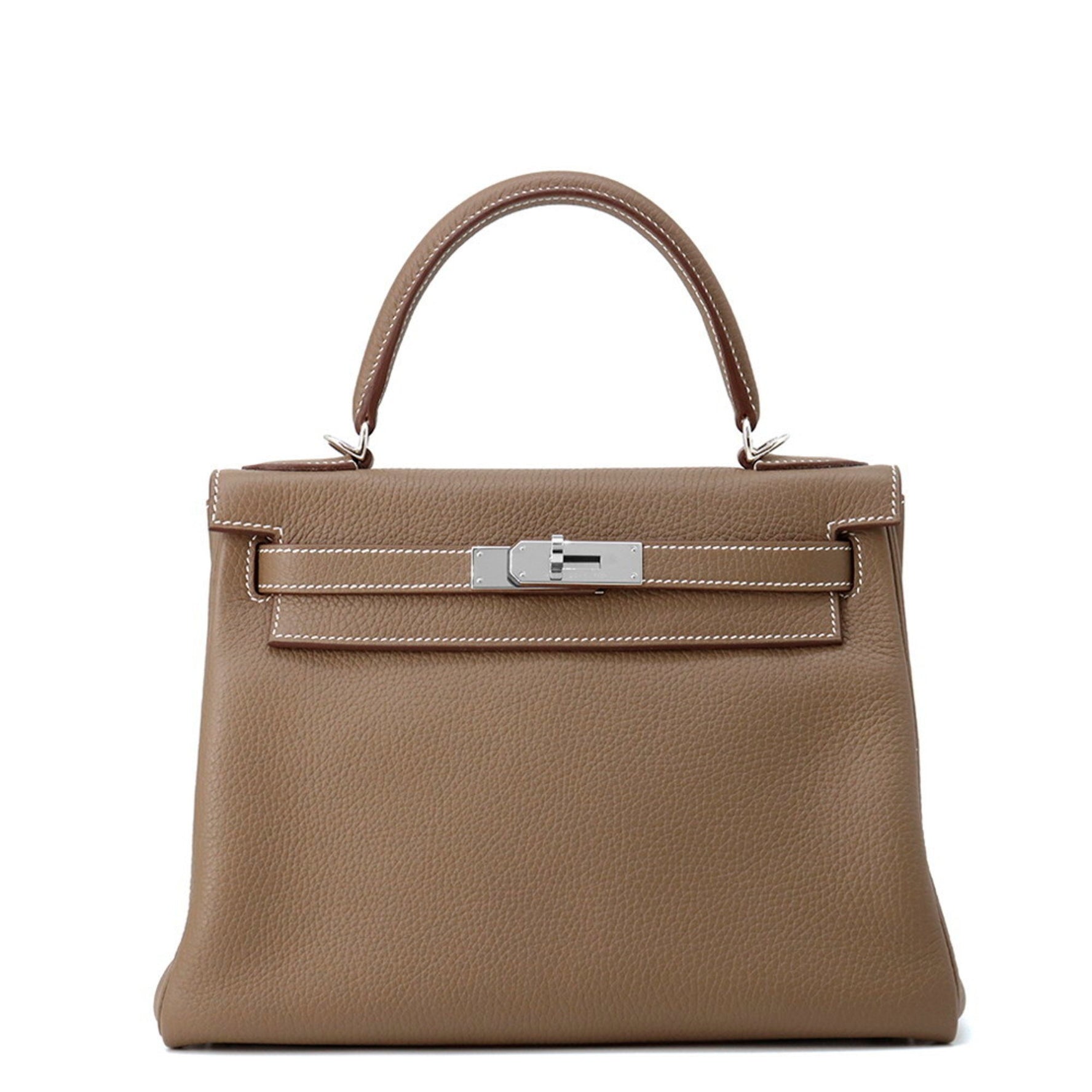 Hermes Hermès Kelly 28 Handbag with Inner Stitching, Etoupe Togo, Z Stamp, 2-Way Shoulder Bag