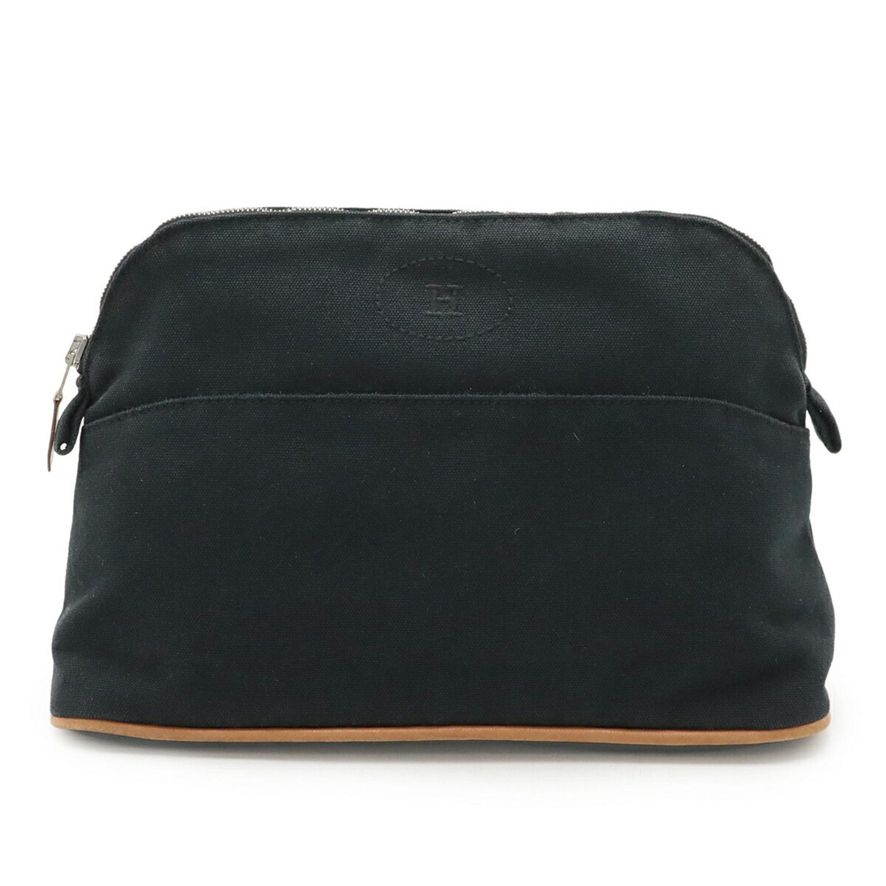 HERMES Bolide Pouch 25 Multi-Pouch Canvas Leather Black Natural