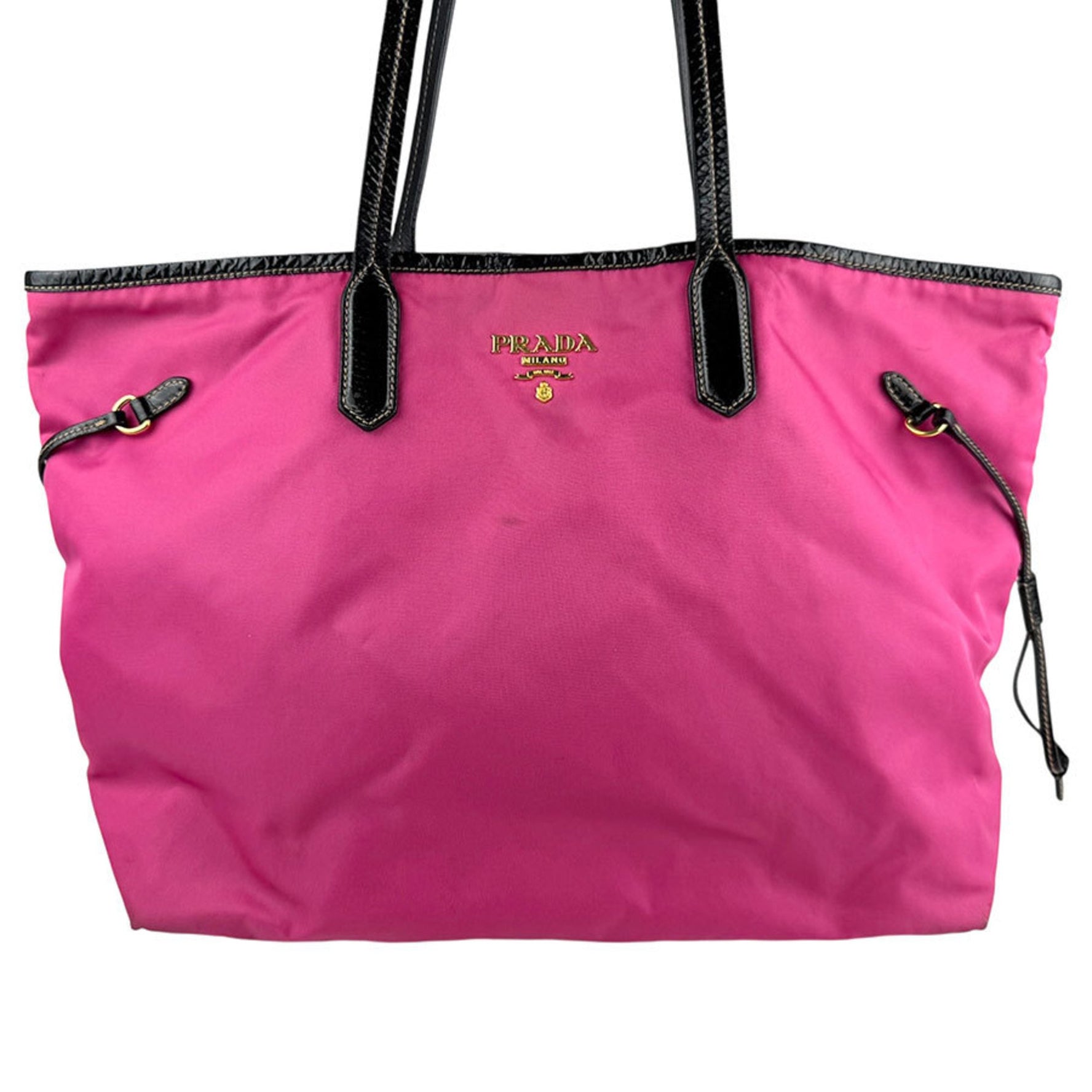 Prada Shoulder Bag Nylon Enamel Pink x Black