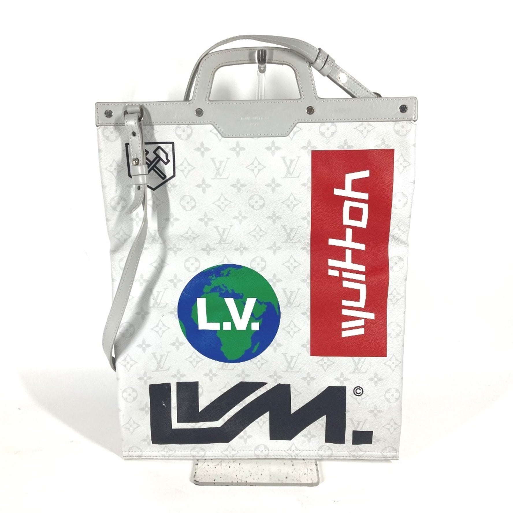 Louis Vuitton Monogram Flat Vertical Shoulder Bag Tote Canvas