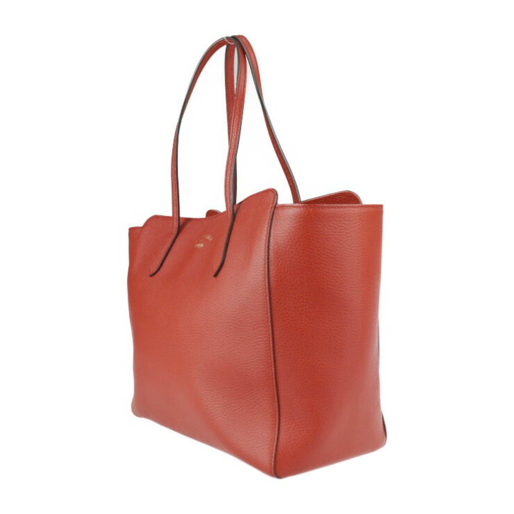 GUCCI Swing Tote Bag Leather Red Gold Hardware Shoulder Large