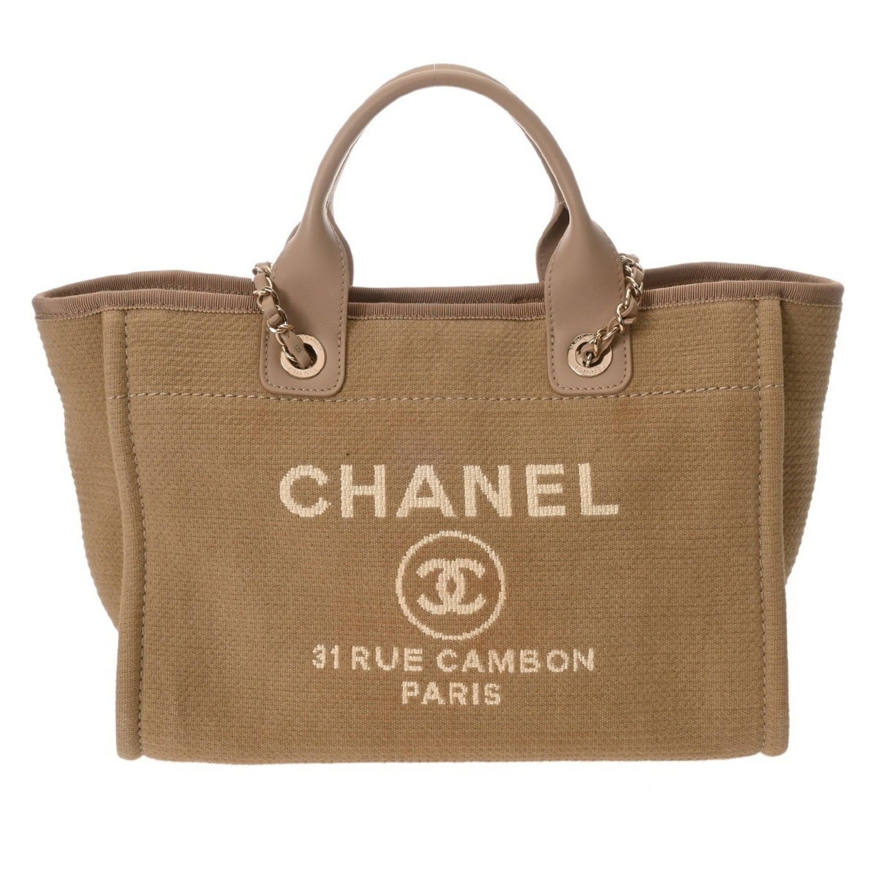 CHANEL Deauville MM Chain Tote, Canvas Tote Bag