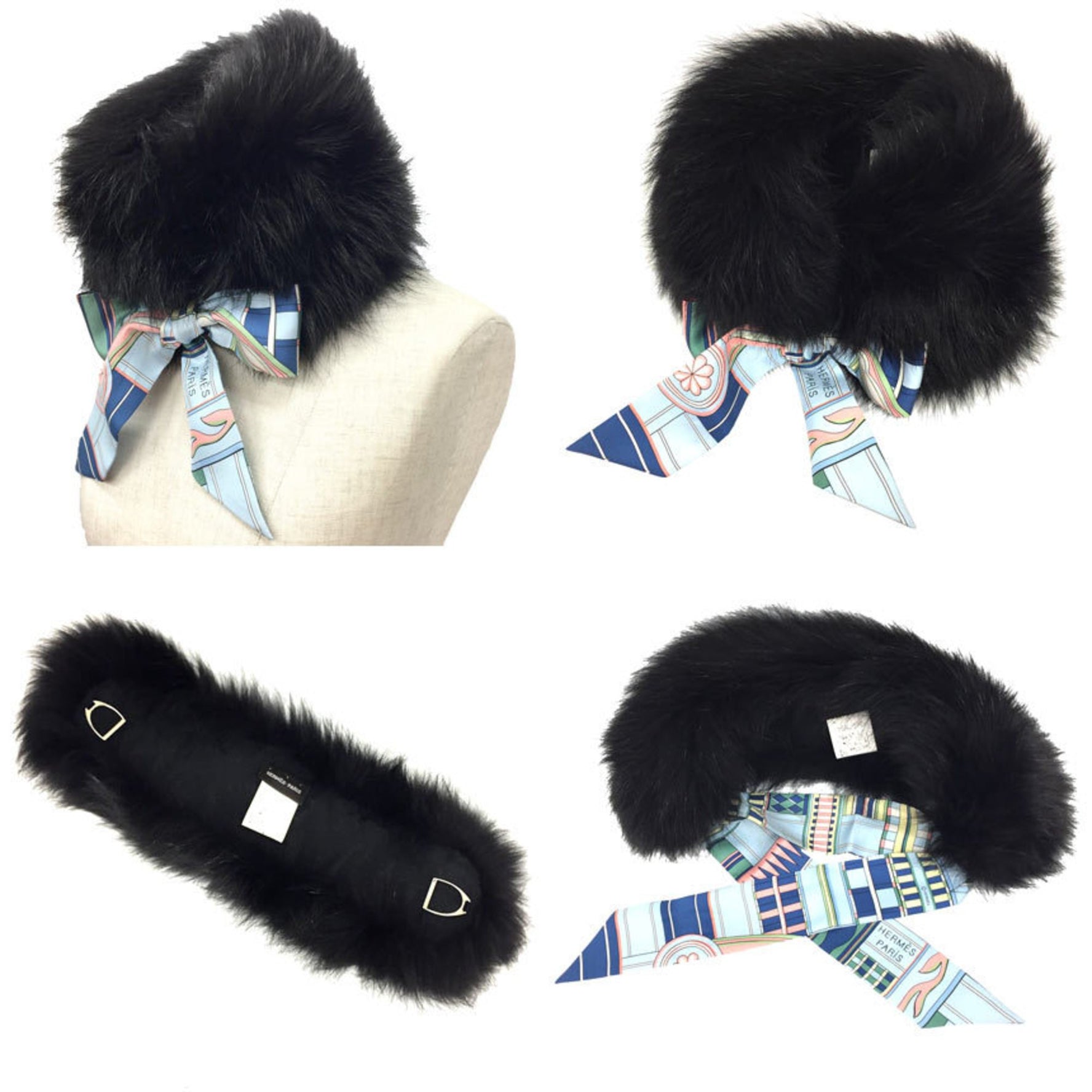 HERMES Tippet Fox Fur FUR COLLAR Collar Scarf Stole