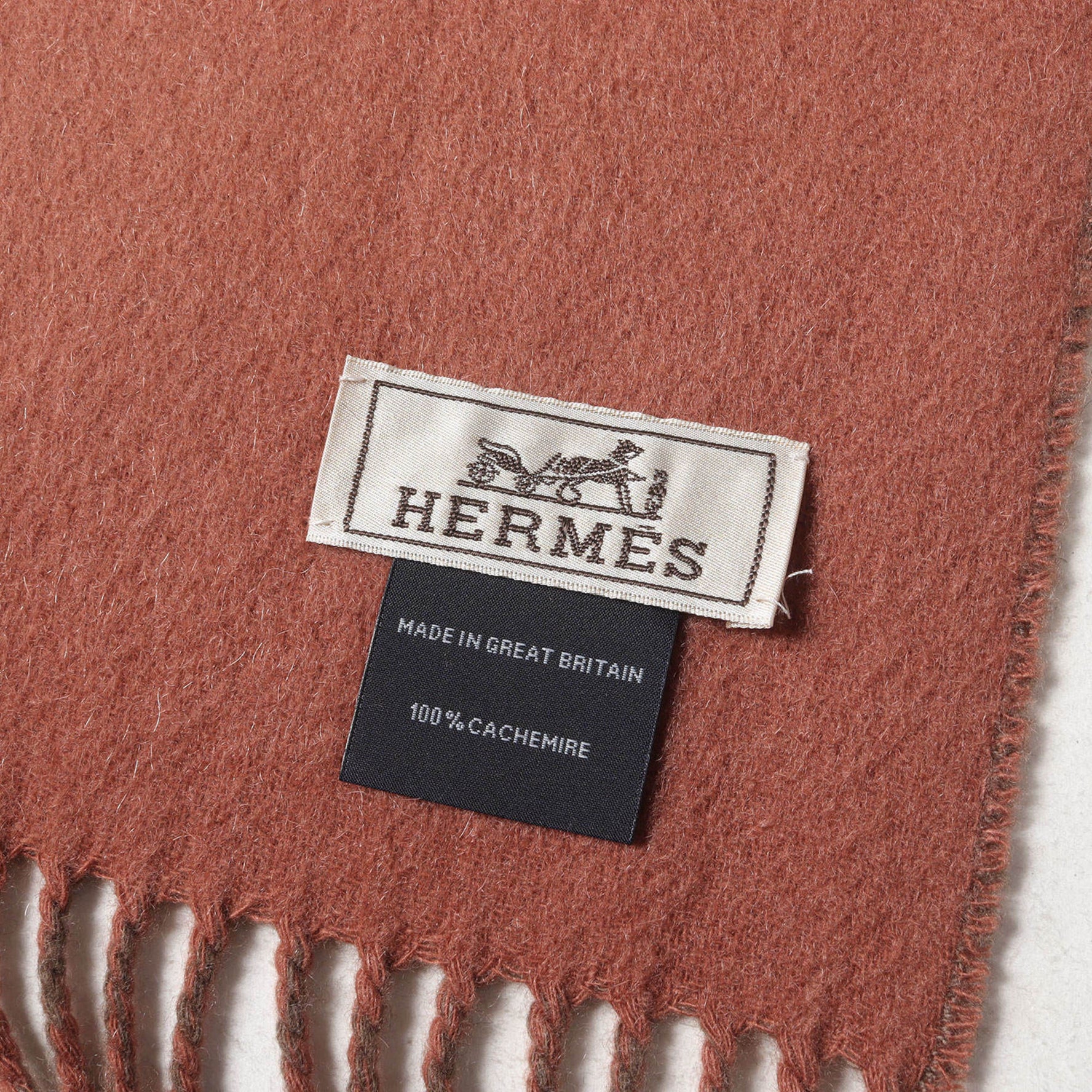 HERMES Recto Verso Reversible Embroidered Cashmere Scarf Made in England