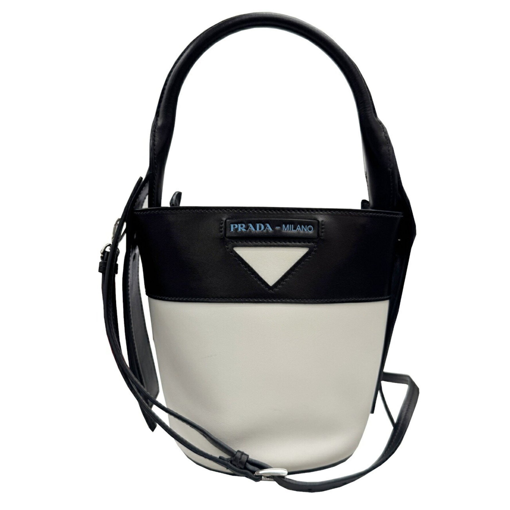 PRADA Ouverture Shoulder Bag/Handbag Leather Black/White