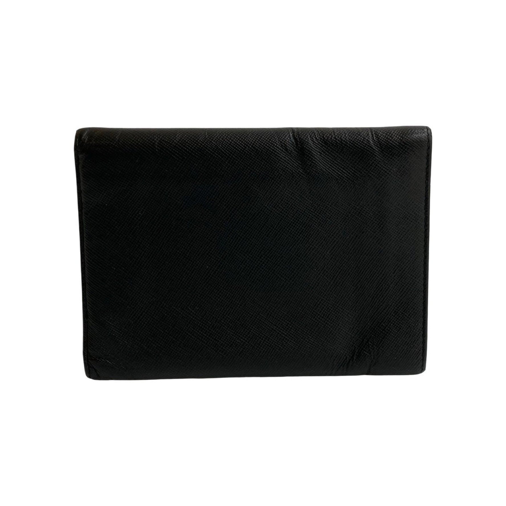 PRADA Triangle Logo Hardware Saffiano Leather Genuine Tri-fold Mini Wallet with Card Holder and Coin Case