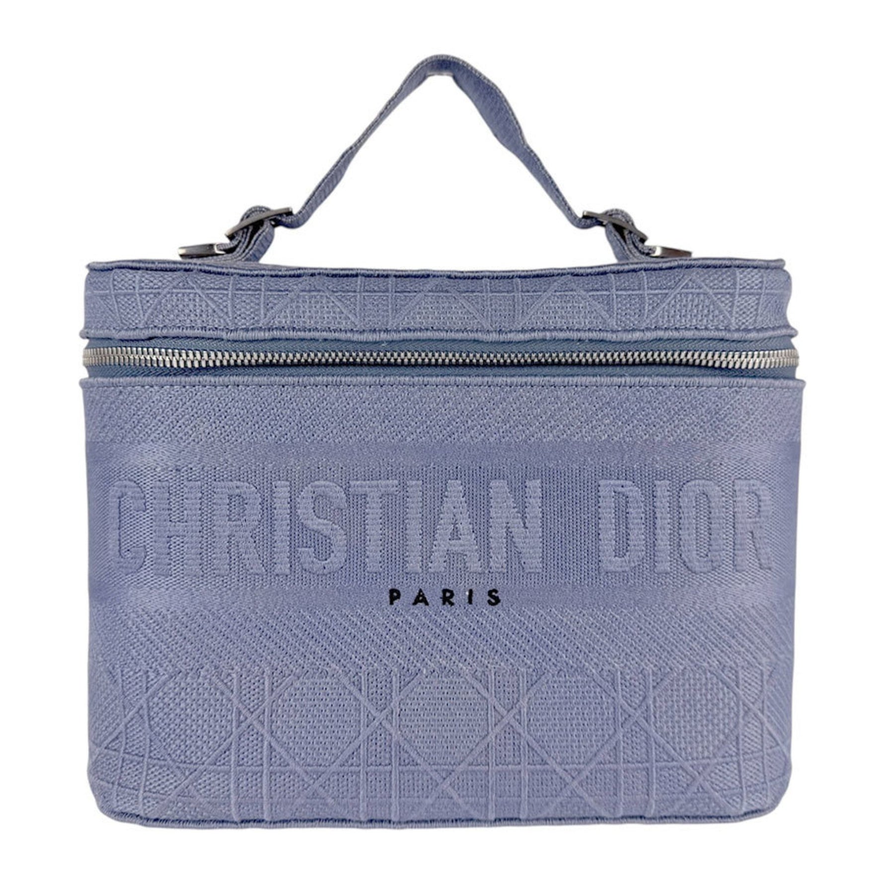 Christian Dior handbag vanity bag canvas silver