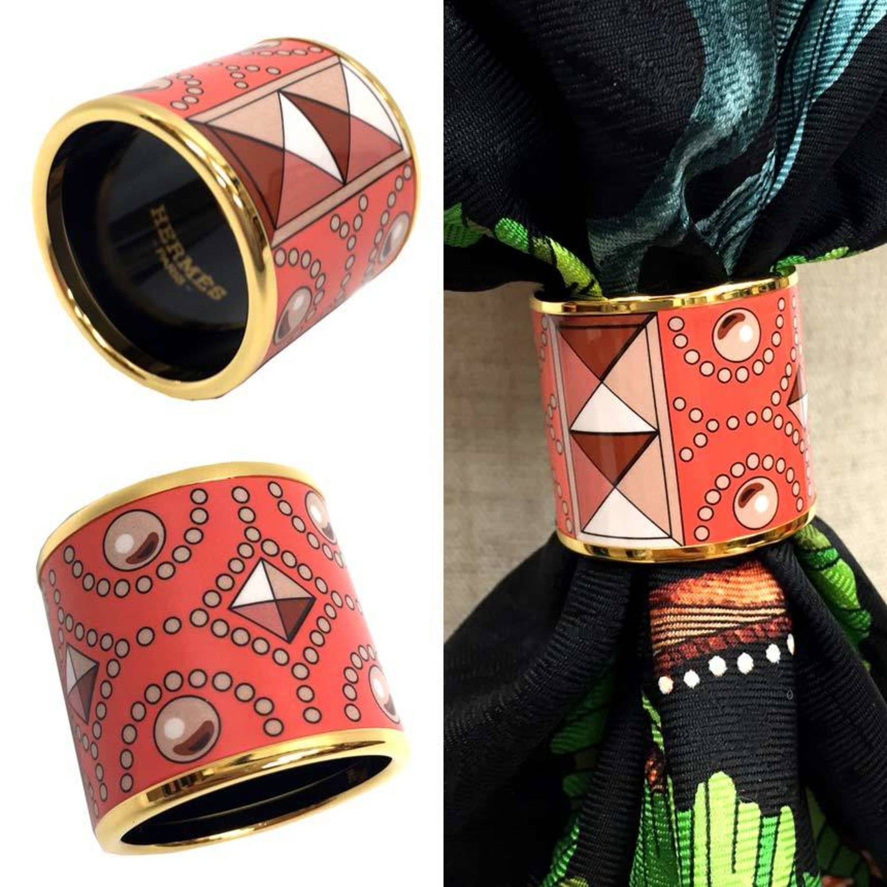Hermes Enamel Scarf Ring Clasp Small