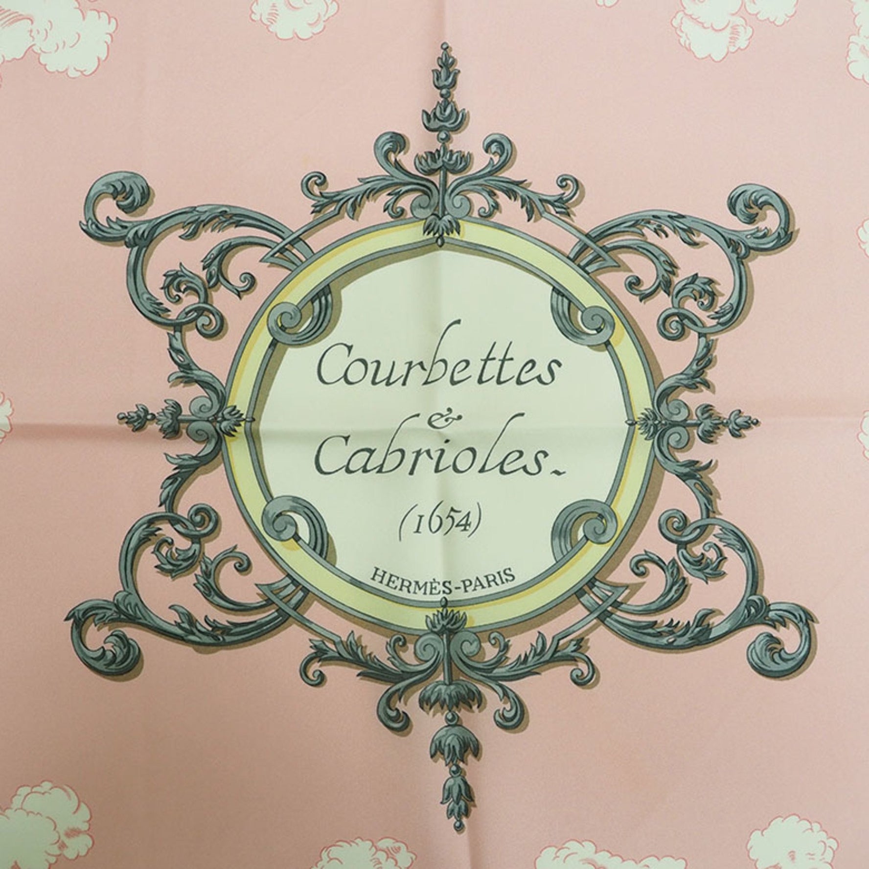 Hermes Carré 90 Scarf Muffler Courbette and Capriole Courbettes e Cabrioles Pink x White Silk