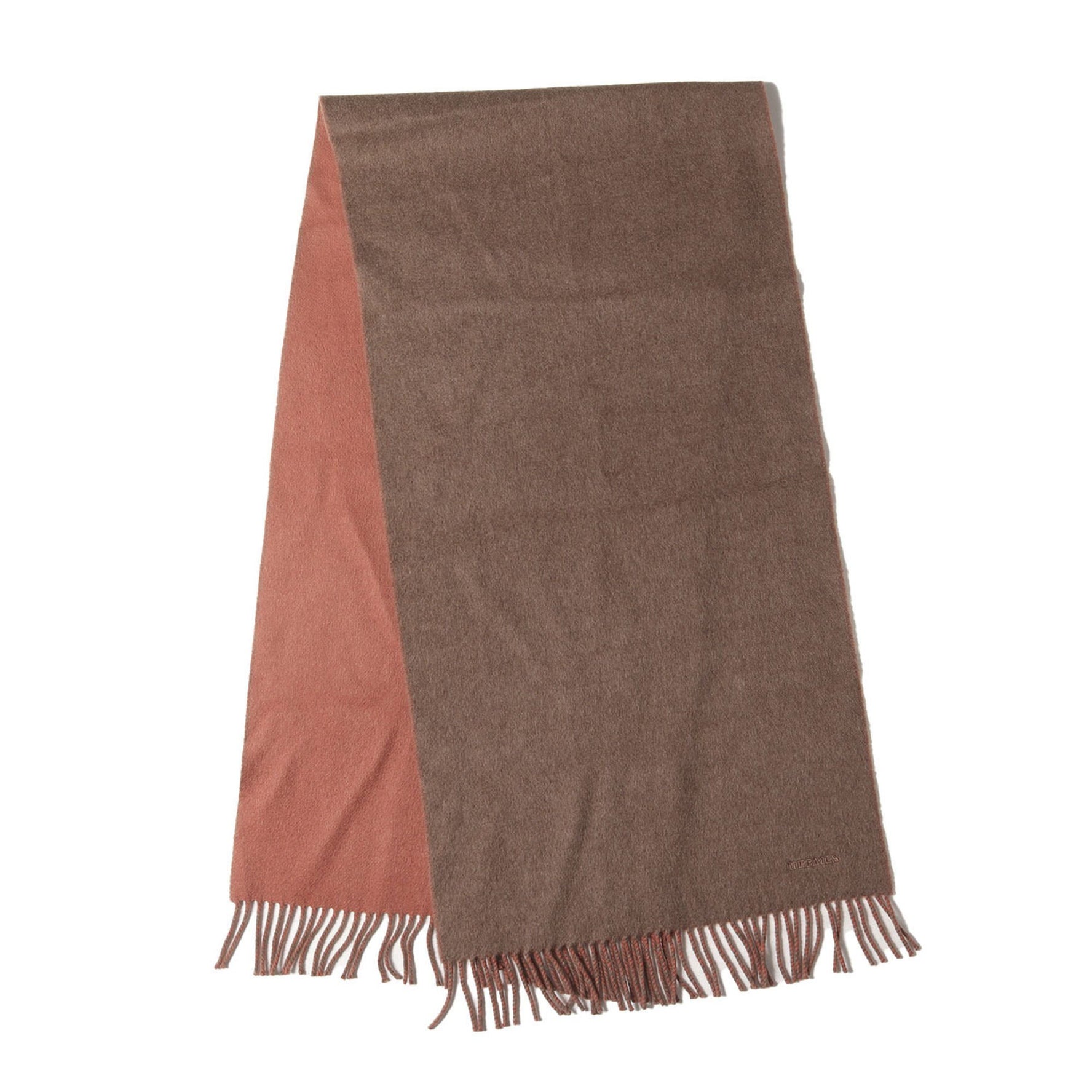 HERMES Recto Verso Reversible Embroidered Cashmere Scarf Made in England