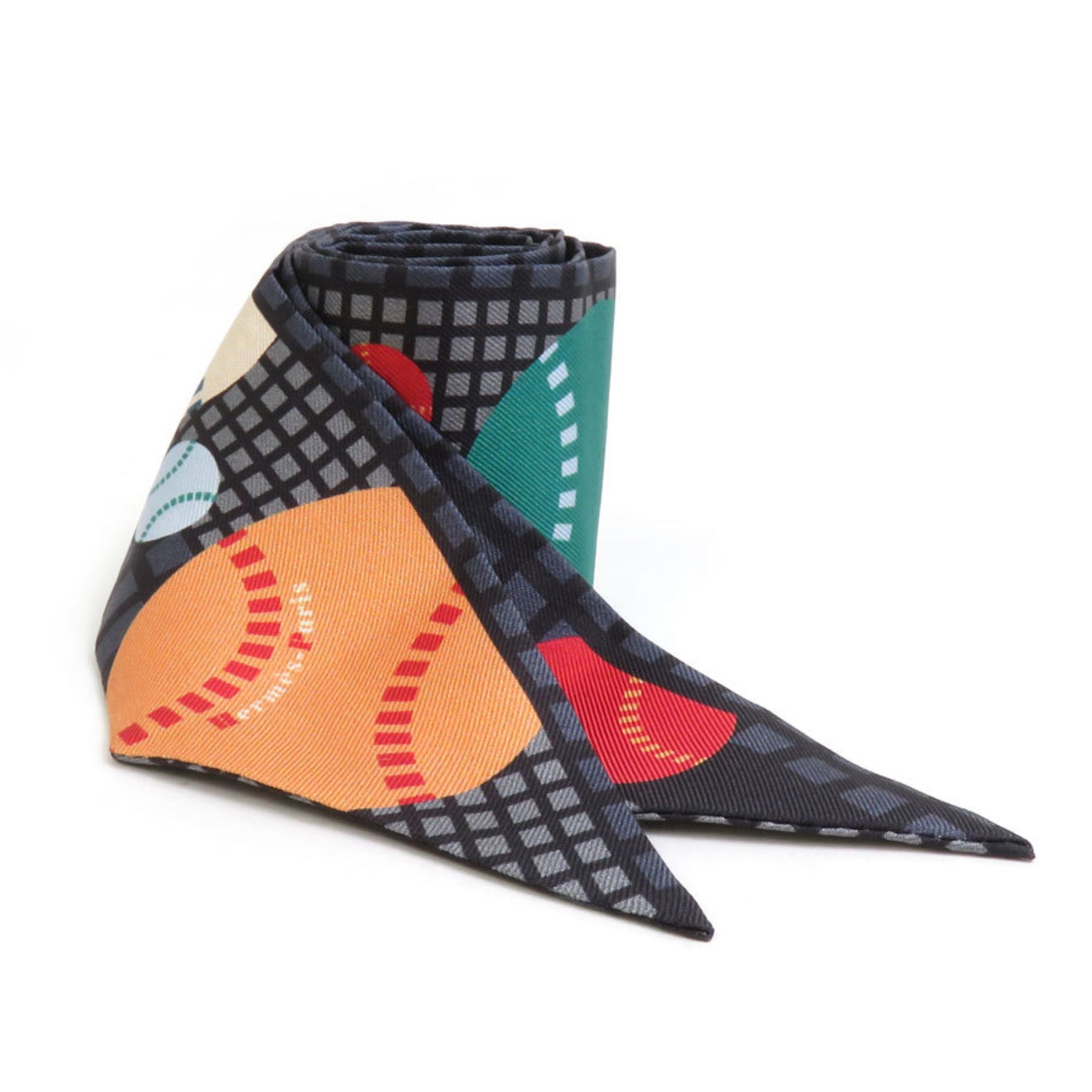 Hermes Scarf Muffler Twilly Silk Gray/Multicolor