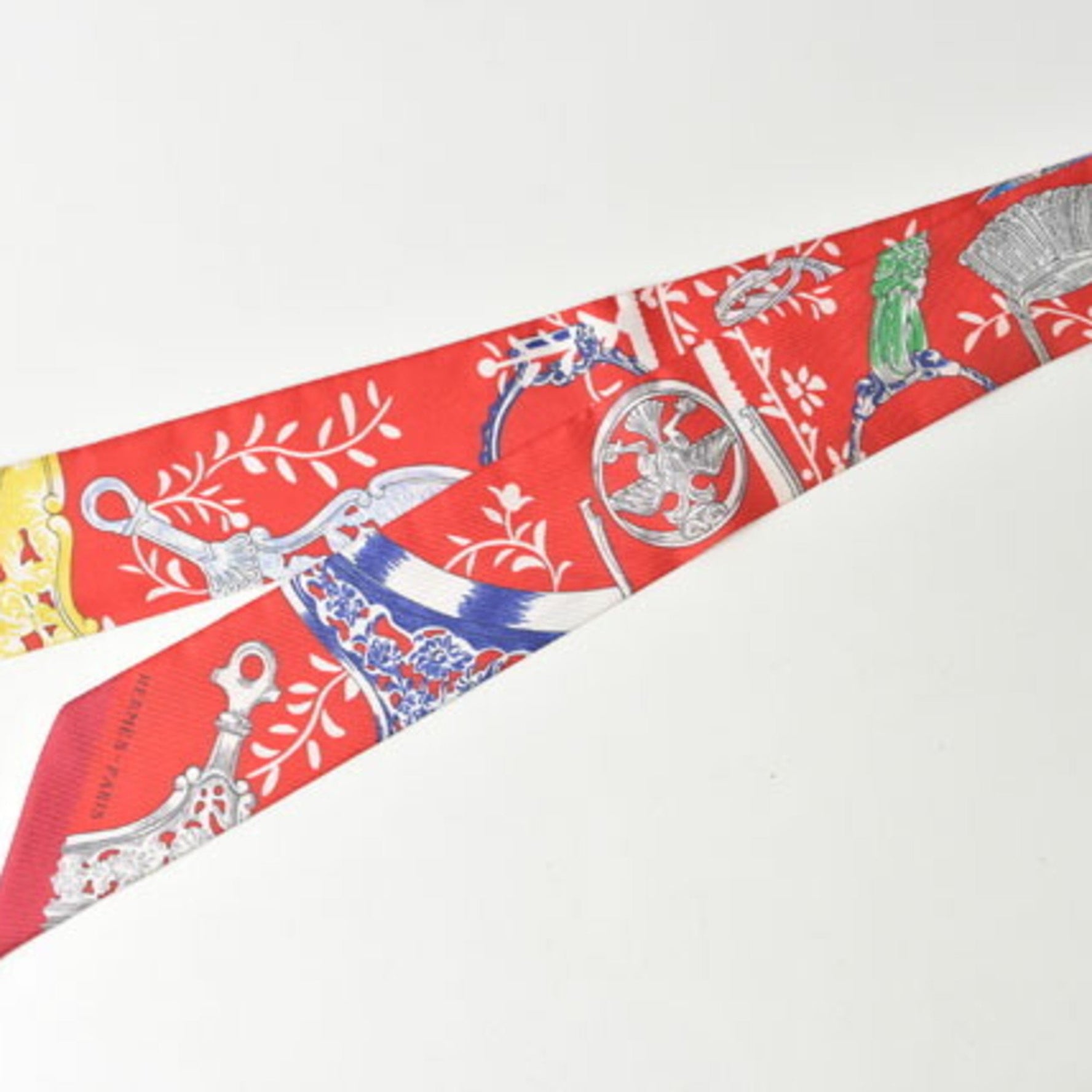 Hermes Twilly Scarf Muffler Silk Twill Rouge Blue