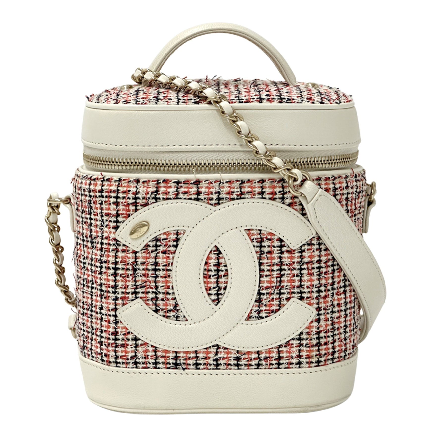 Chanel Bag Cruise Line Brand Shoulder Tweed Leather Vanity Chain Red White Gold Hardware Coco Mark Mini