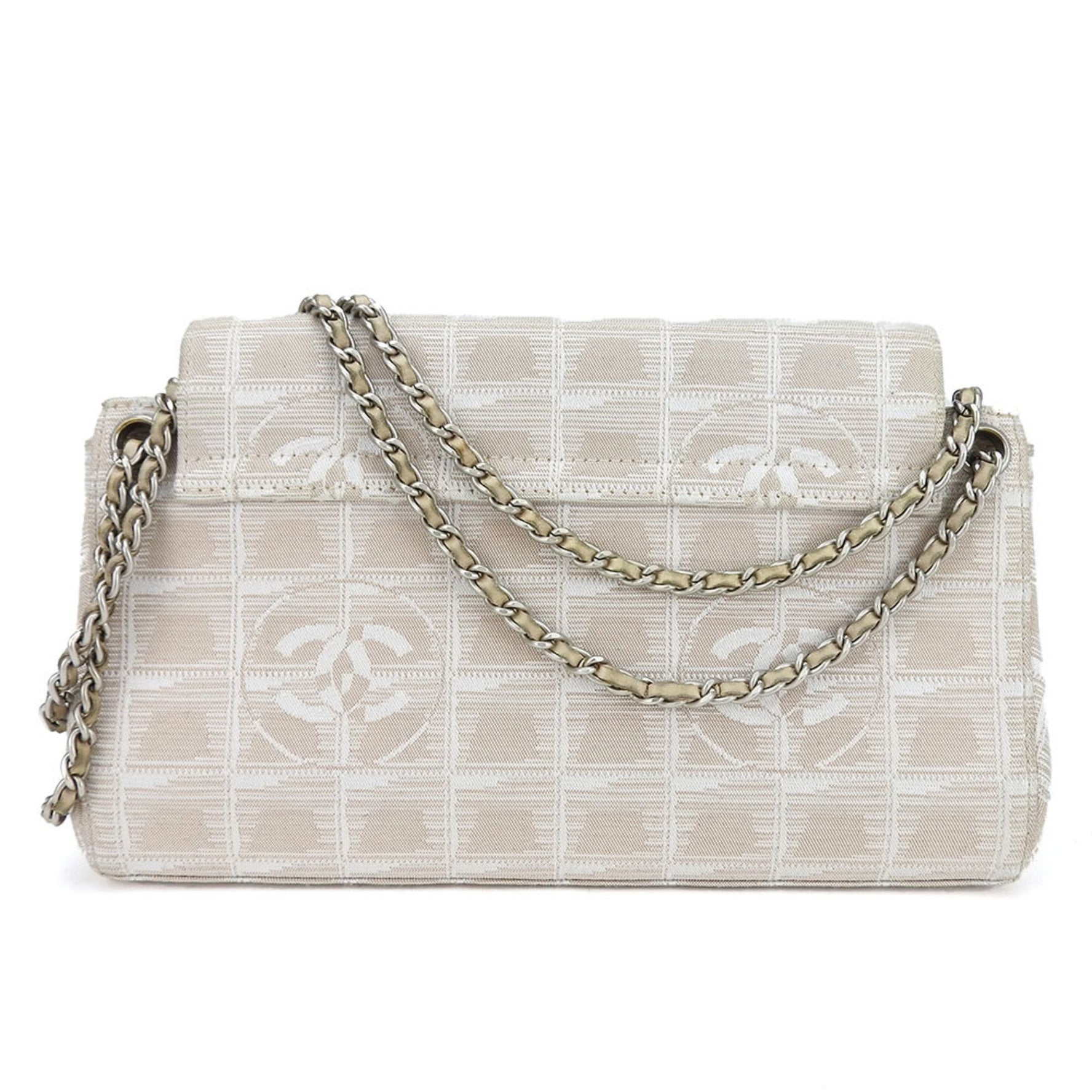 CHANEL Shoulder Bag New Line Nylon Pink Beige Chain No. 7