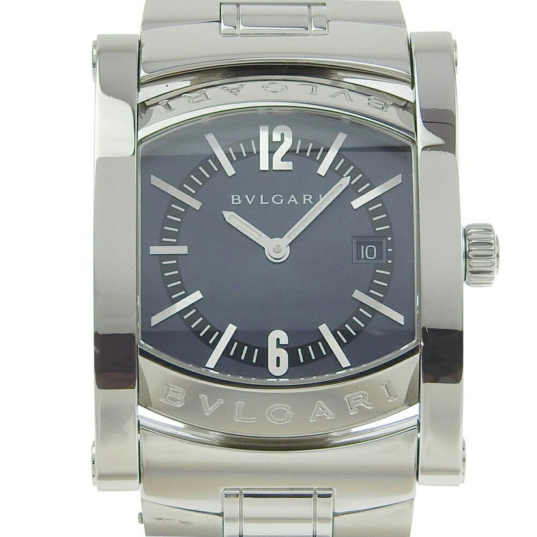 BVLGARI Assioma Watch Stainless Steel Quartz Analog Display Blue Dial