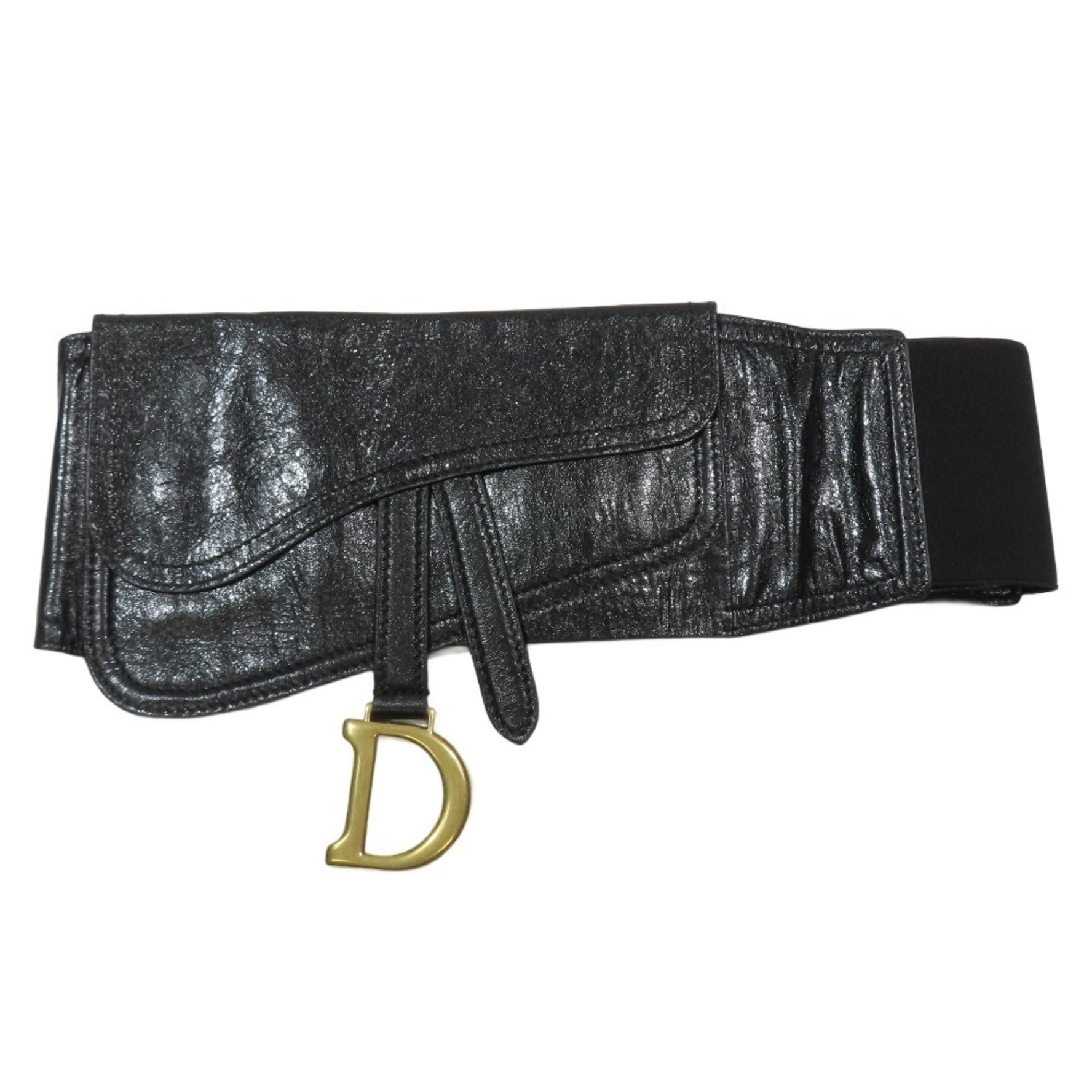 Christian Dior Leather Saddle Belt Bag Body Gold Hardware D Logo Double Buckle