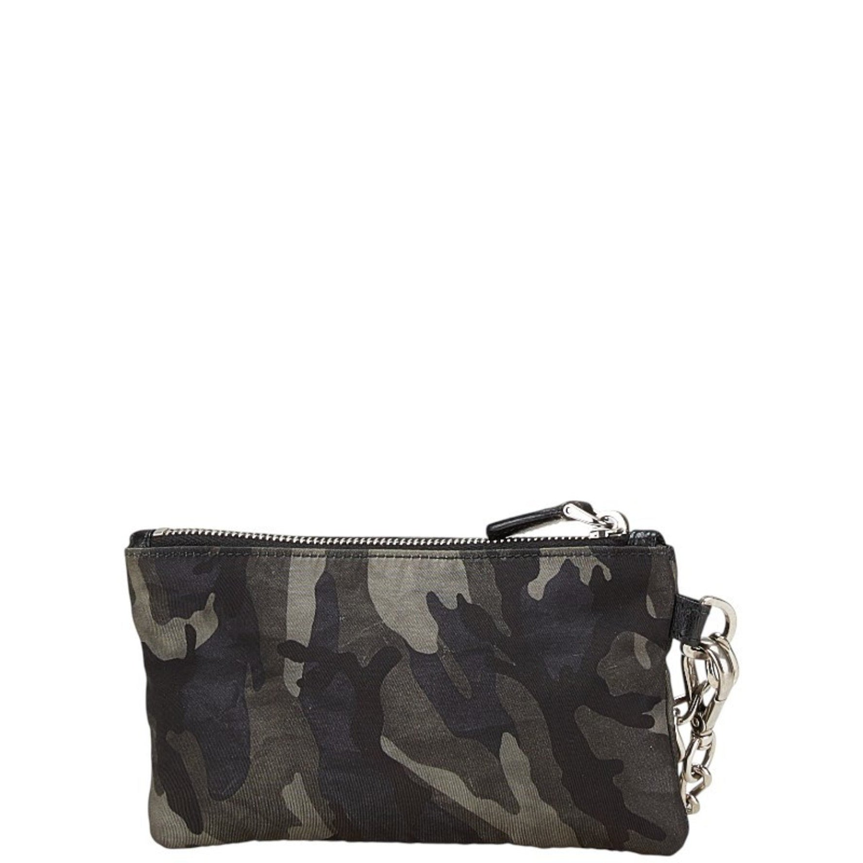 Prada Camouflage Pouch/Coin Case in Black/Grey Nylon and Leather