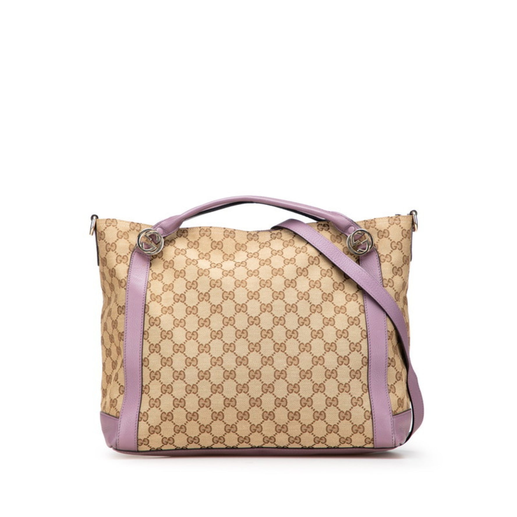 Gucci GG Canvas Miss Tote Bag/Shoulder Bag, Beige/Purple and Leather