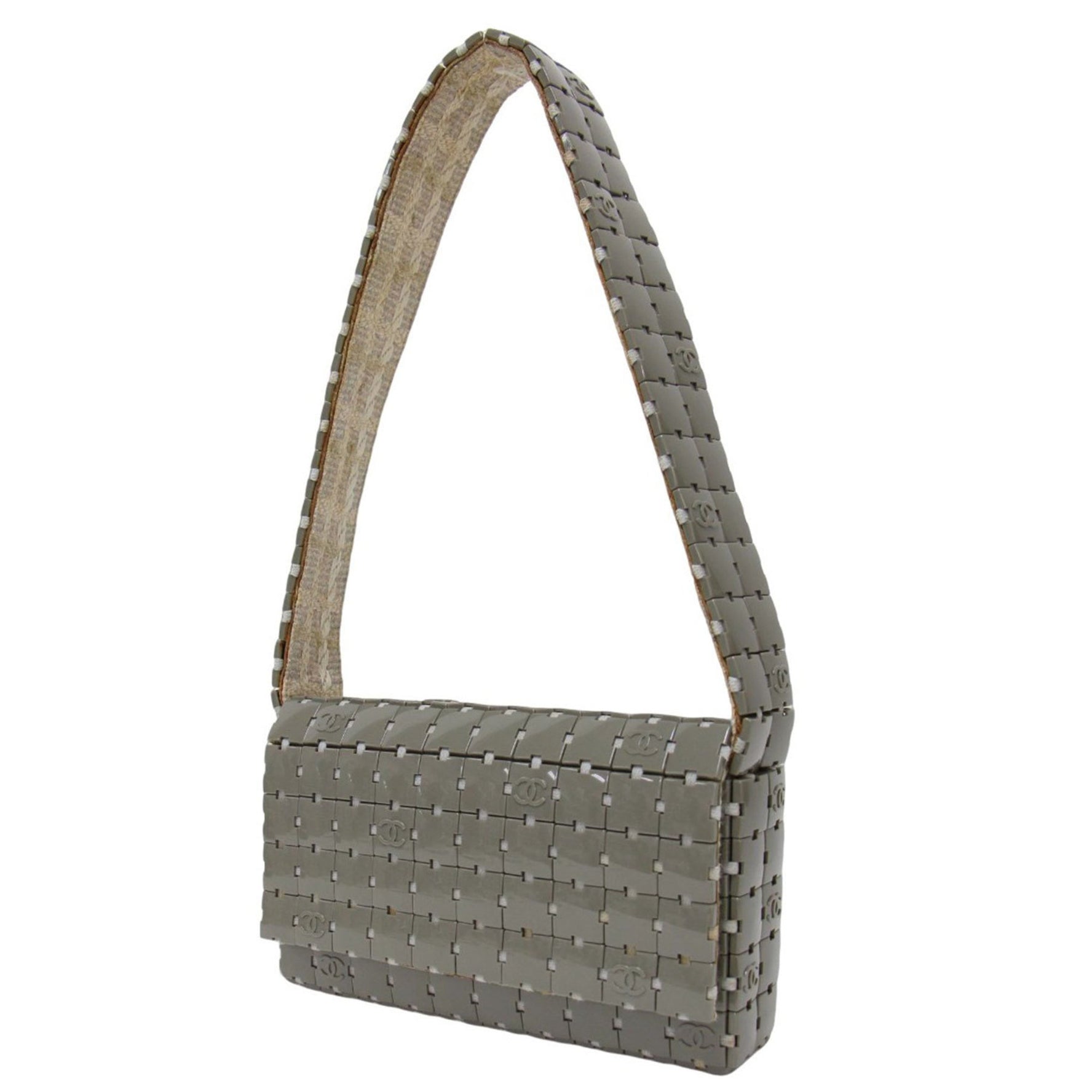 CHANEL Puzzle Shoulder Bag One Handle Coco Mark Grey Luxury