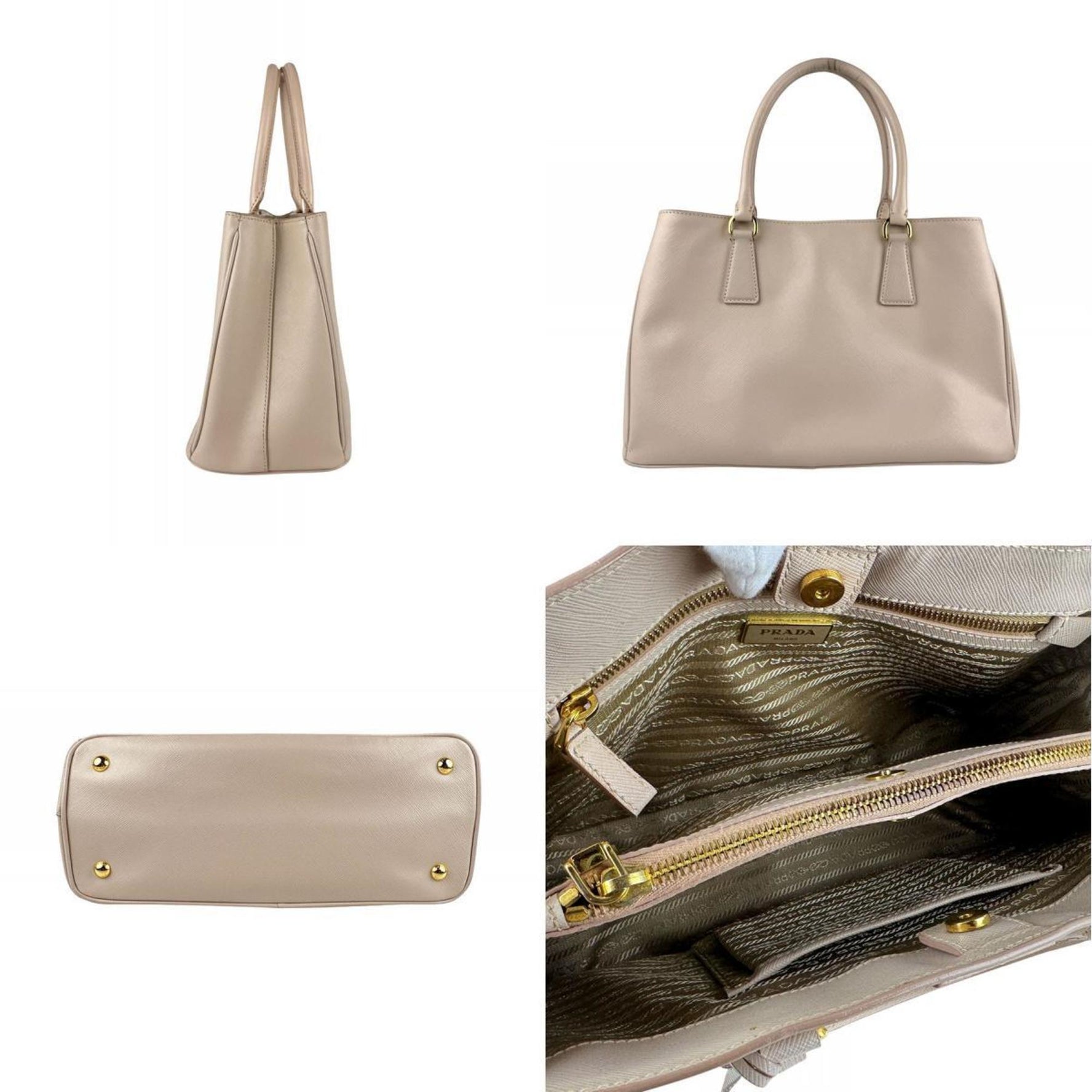 Prada Handbag, Leather, Pink Beige