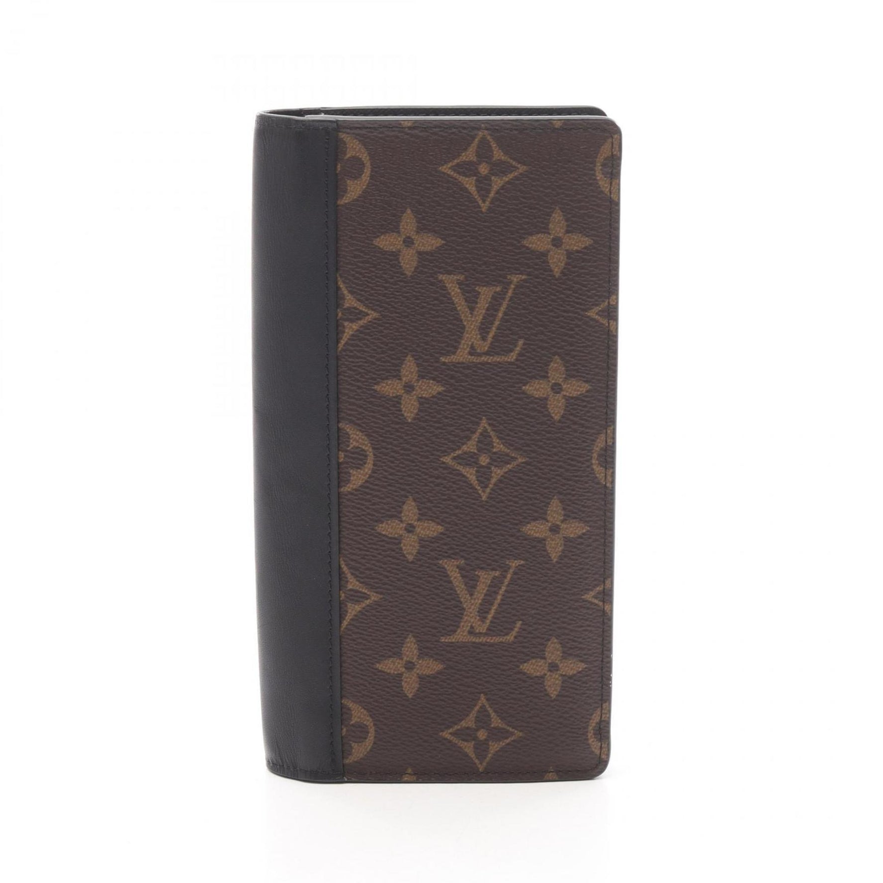 Louis Vuitton Portefeuille Brazza Bifold Long Wallet, Leather and Coated Canvas, Monogram Macassar, Brown Black