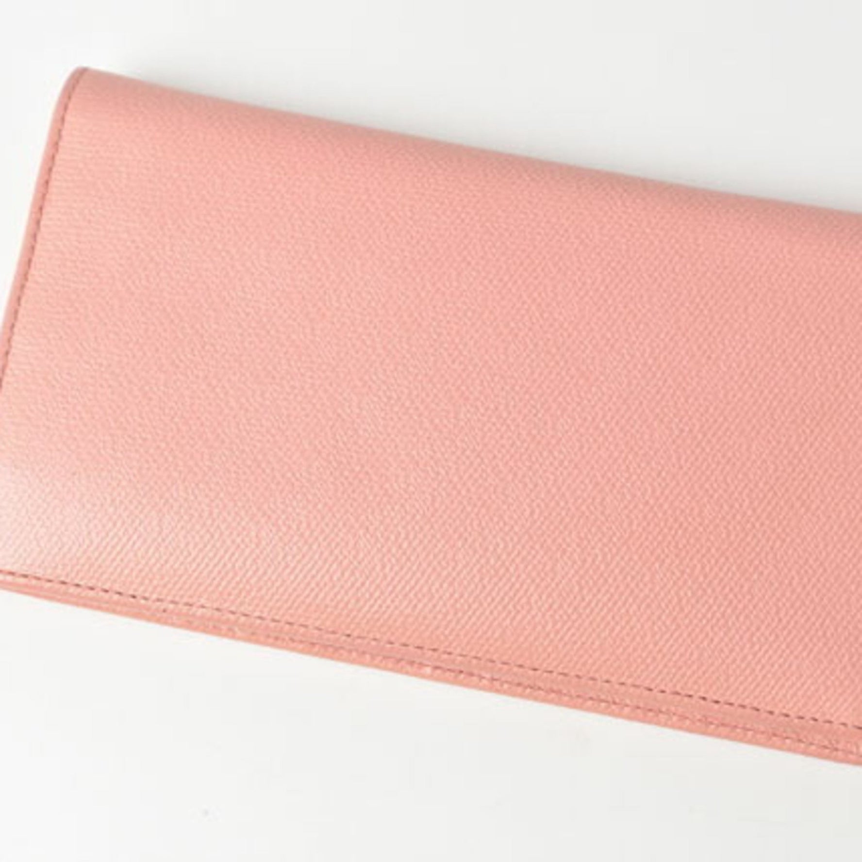CHANEL Wallet Long Here Mark Button Motif Leather Rose