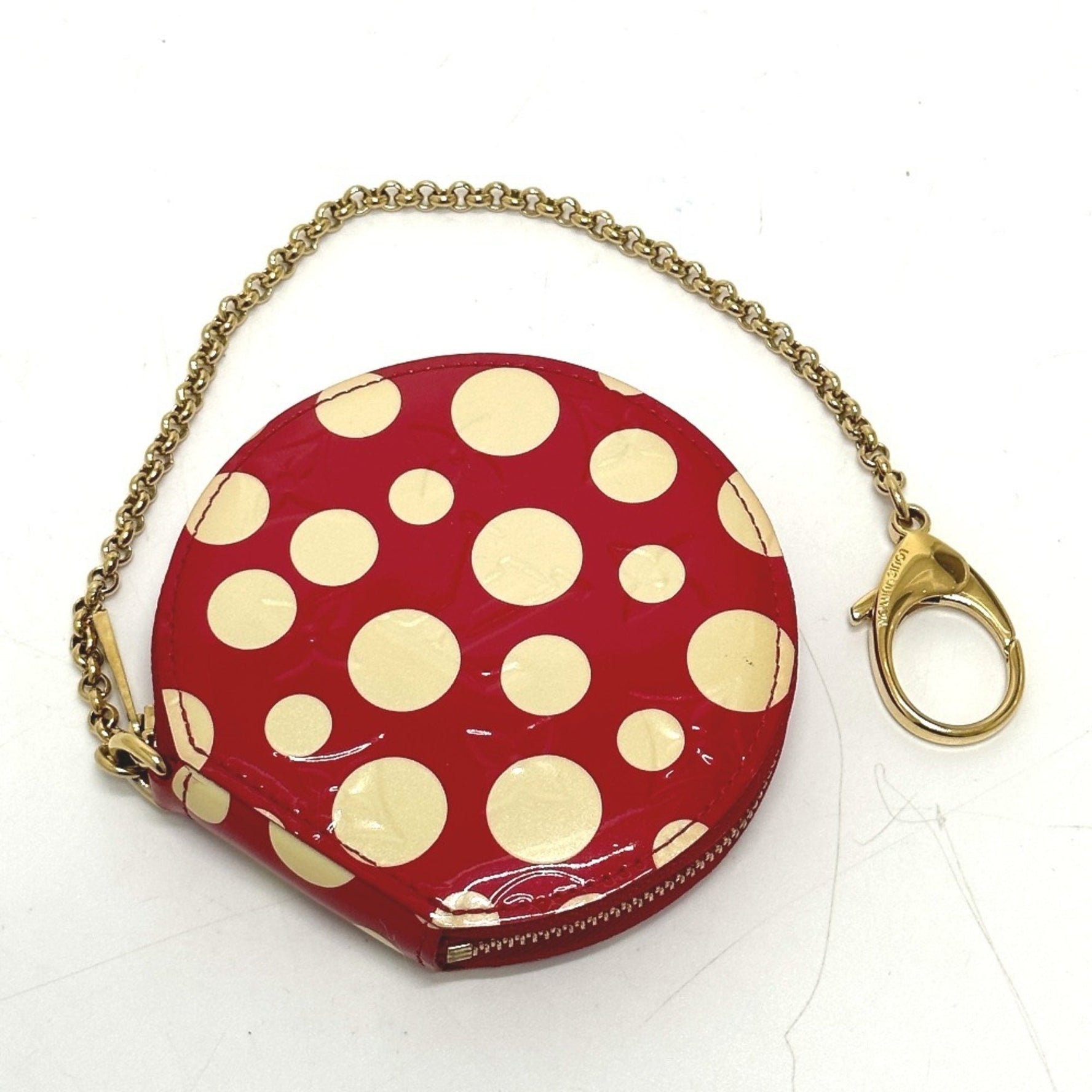 Louis Vuitton Monogram Vernis Yayoi Kusama Collaboration Porte Monnaie Chapeau Dot Wallet/Coin Purse in Patent Leather, Red