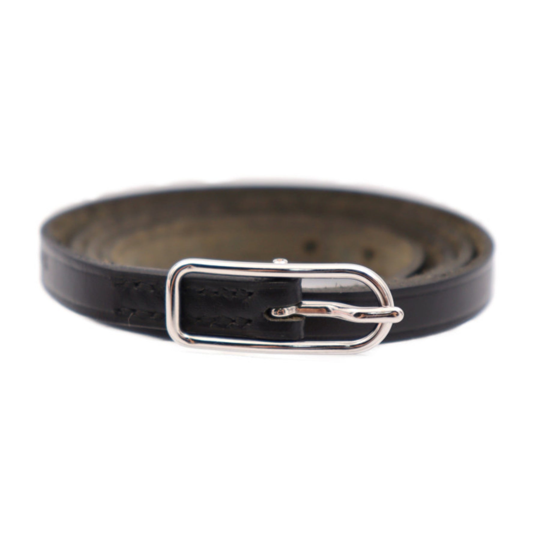 HERMES Bracelet Leather Silver Hardware Long Choker