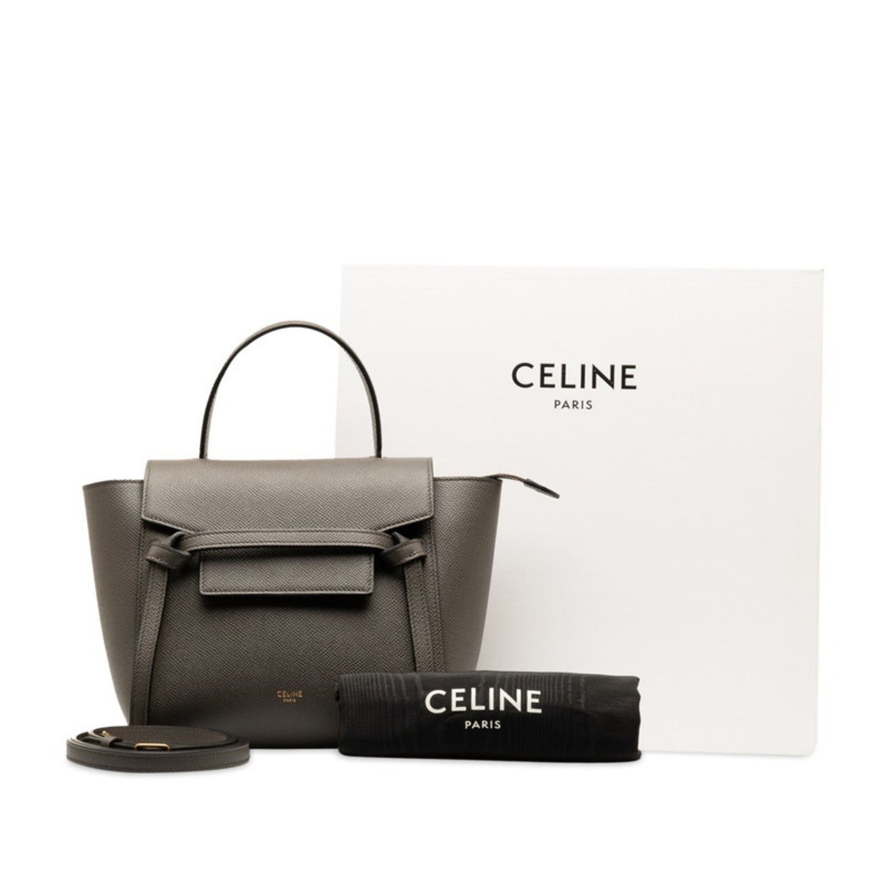 Celine Nano Belt Bag Handbag Shoulder Grey Leather