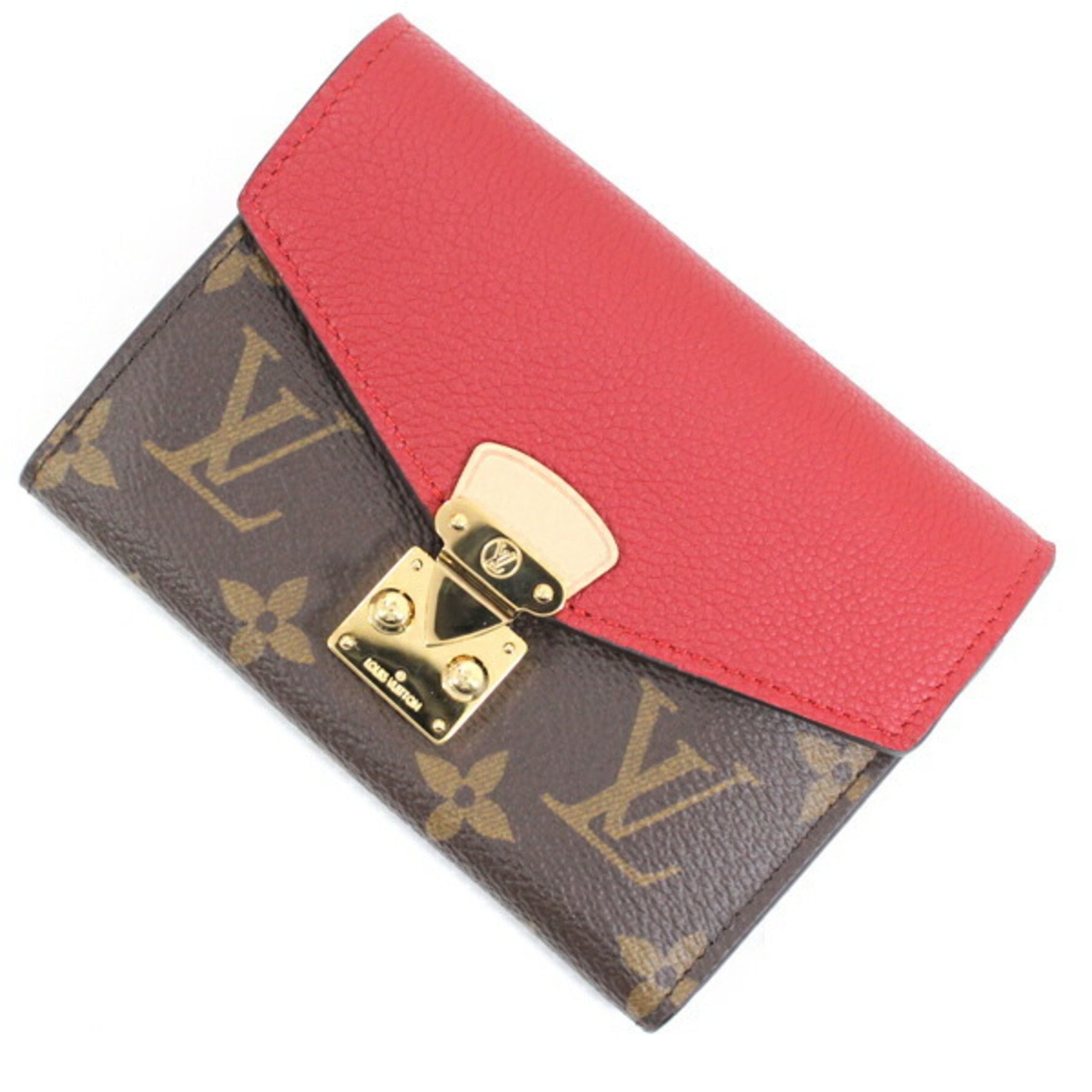 Louis Vuitton Trifold Wallet, Portefeuille Pallas Compact, Monogram, Brown and Red, LOUIS VUITTON Wallet & Coin Purse