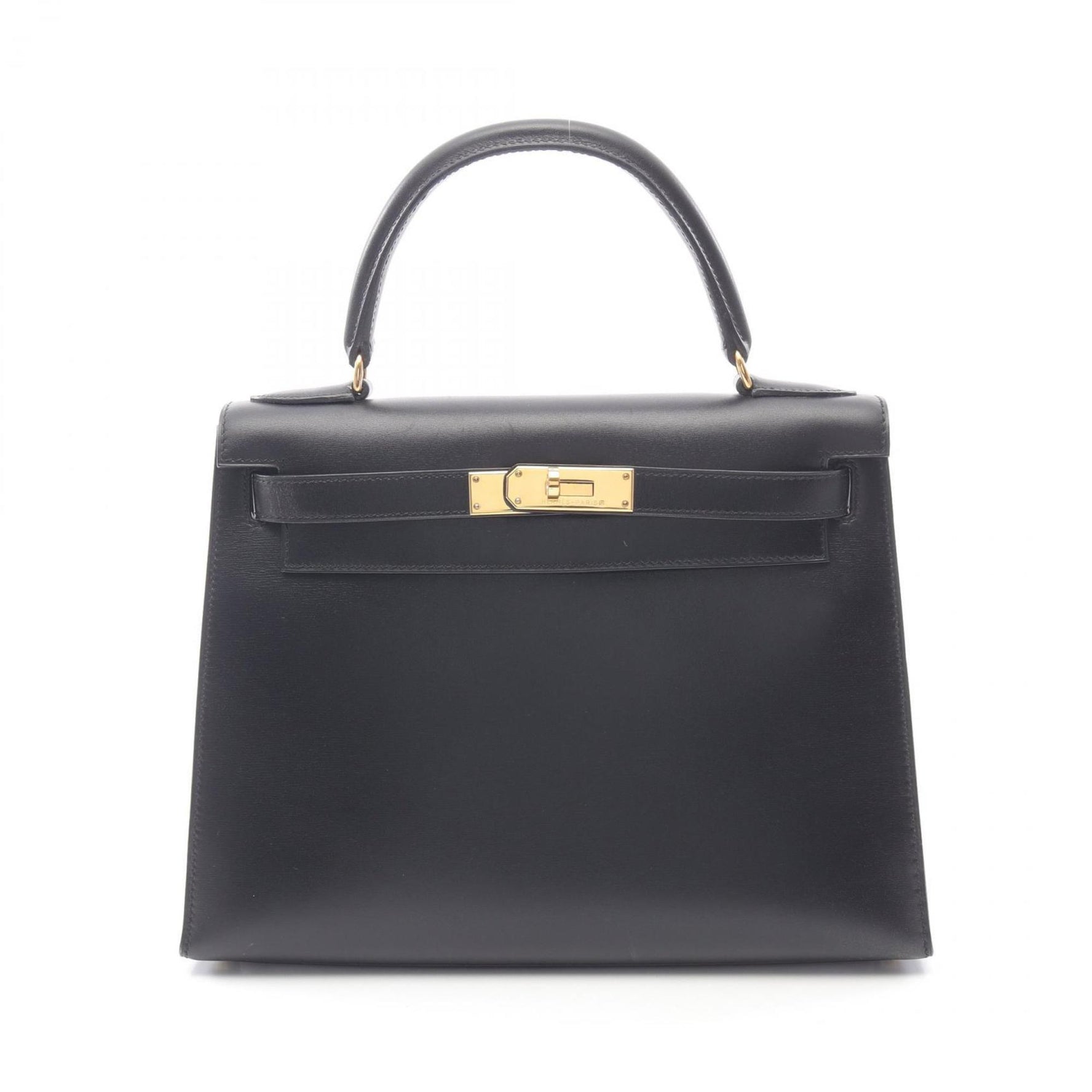 Hermes Hermès Kelly 28 handbag in calfskin box calf leather, black.
