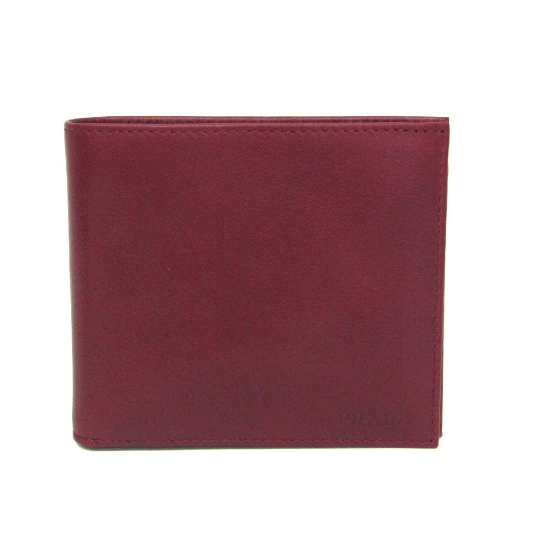 Prada GRAIN CALF Women,Men Leather Wallet (bi-fold) Cherry Red