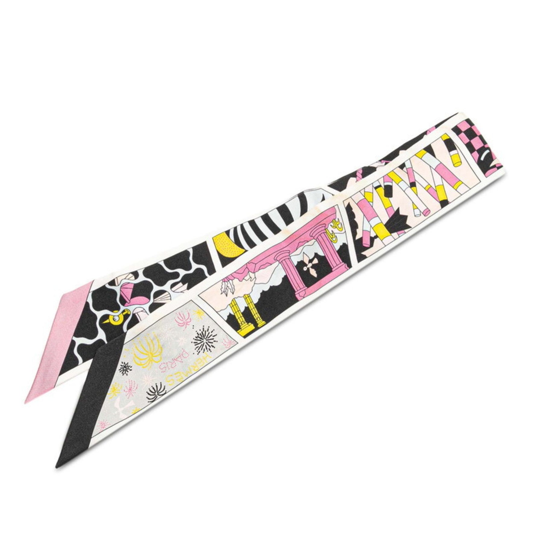 Hermès Twilly Factory Suite Scarf, White and Multicolor Silk, HERMES