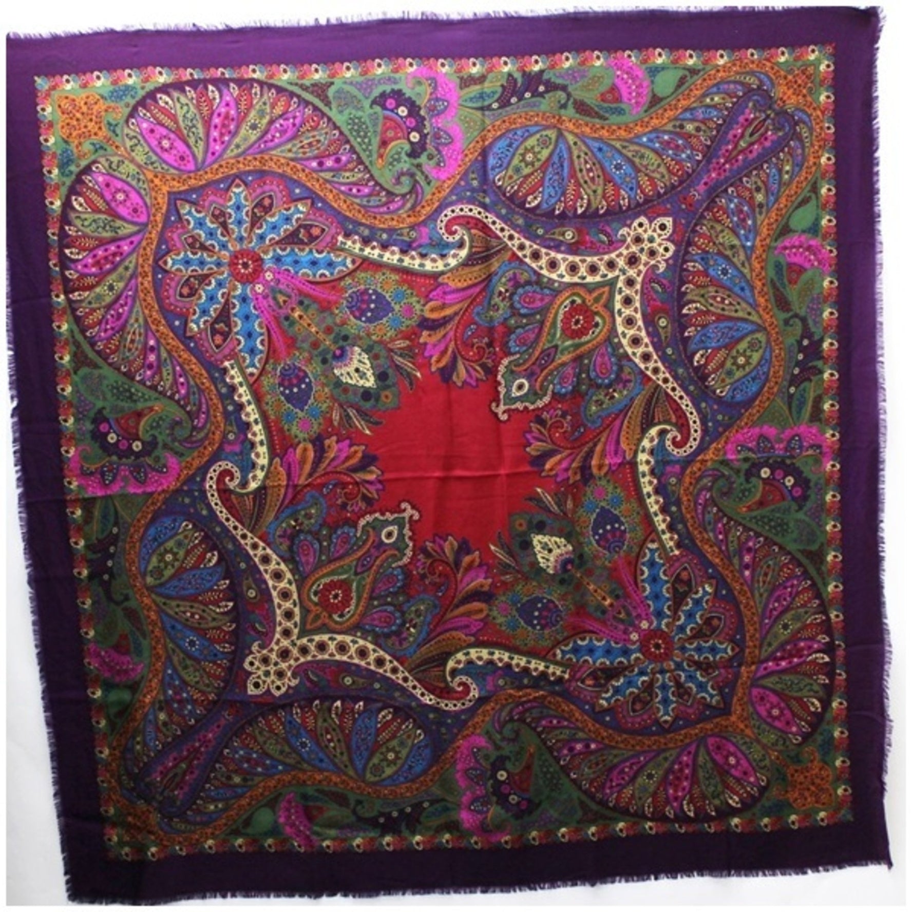 Gucci stole scarf muffler paisley pattern purple x multicolor ladies