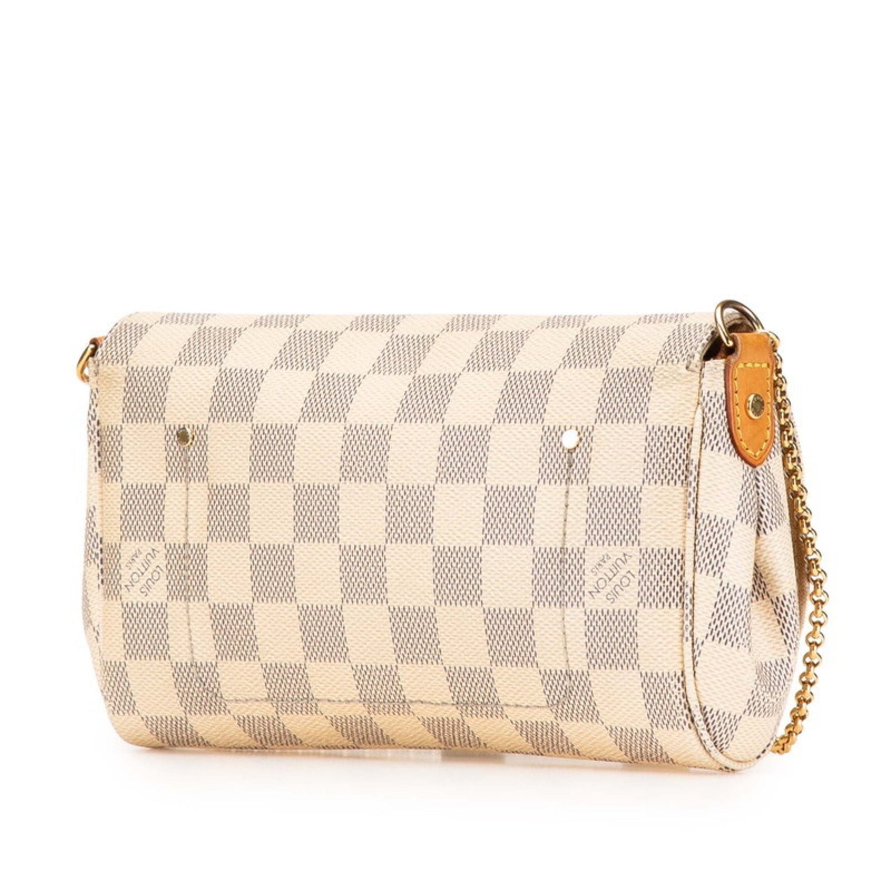 Louis Vuitton Damier Azur Favorite PM Chain Handbag/One-Shoulder Bag White Leather LOUIS VUITTON