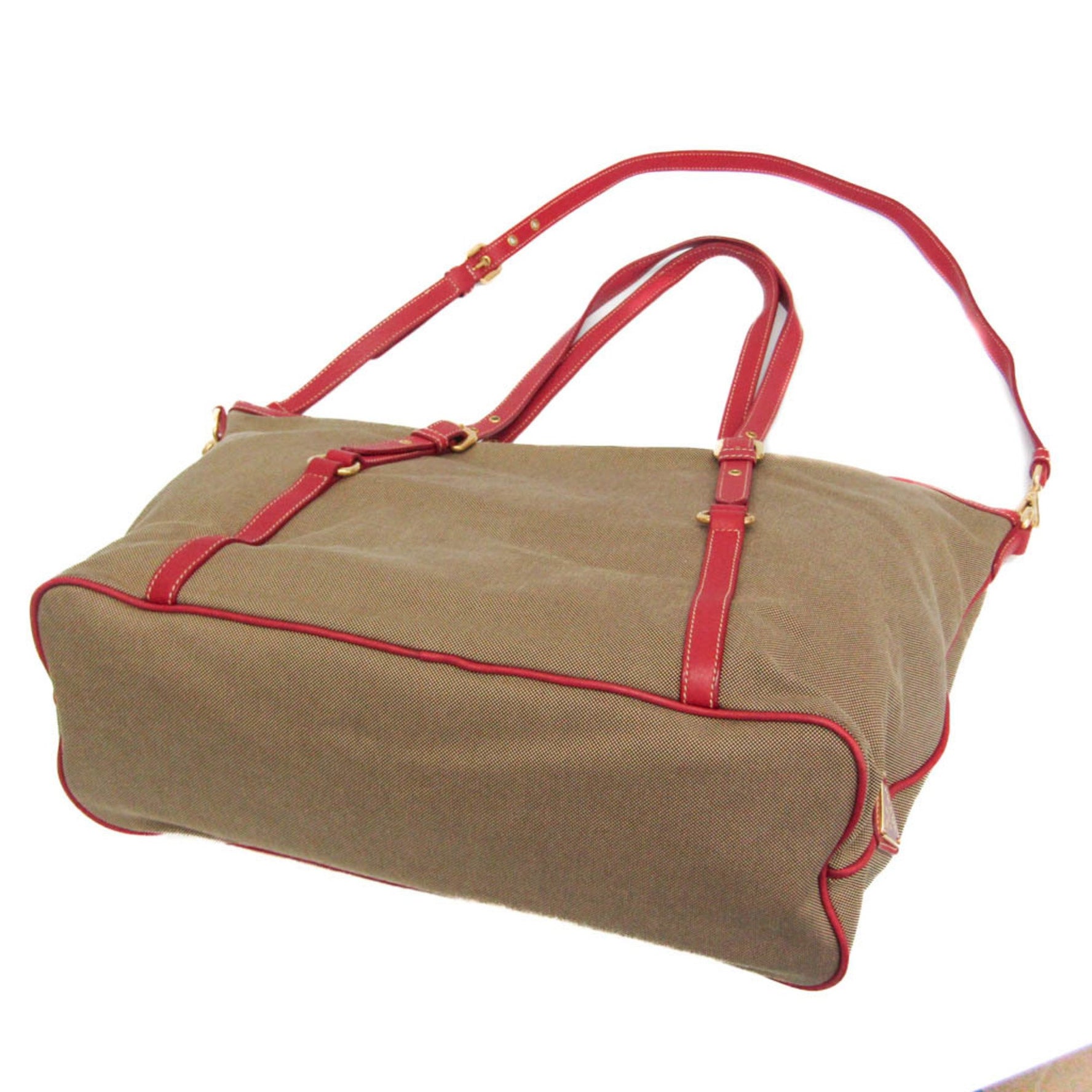 Prada LOGO JACQUARD Leather,Jacquard Shoulder Bag,Tote Bag Beige,Red Color