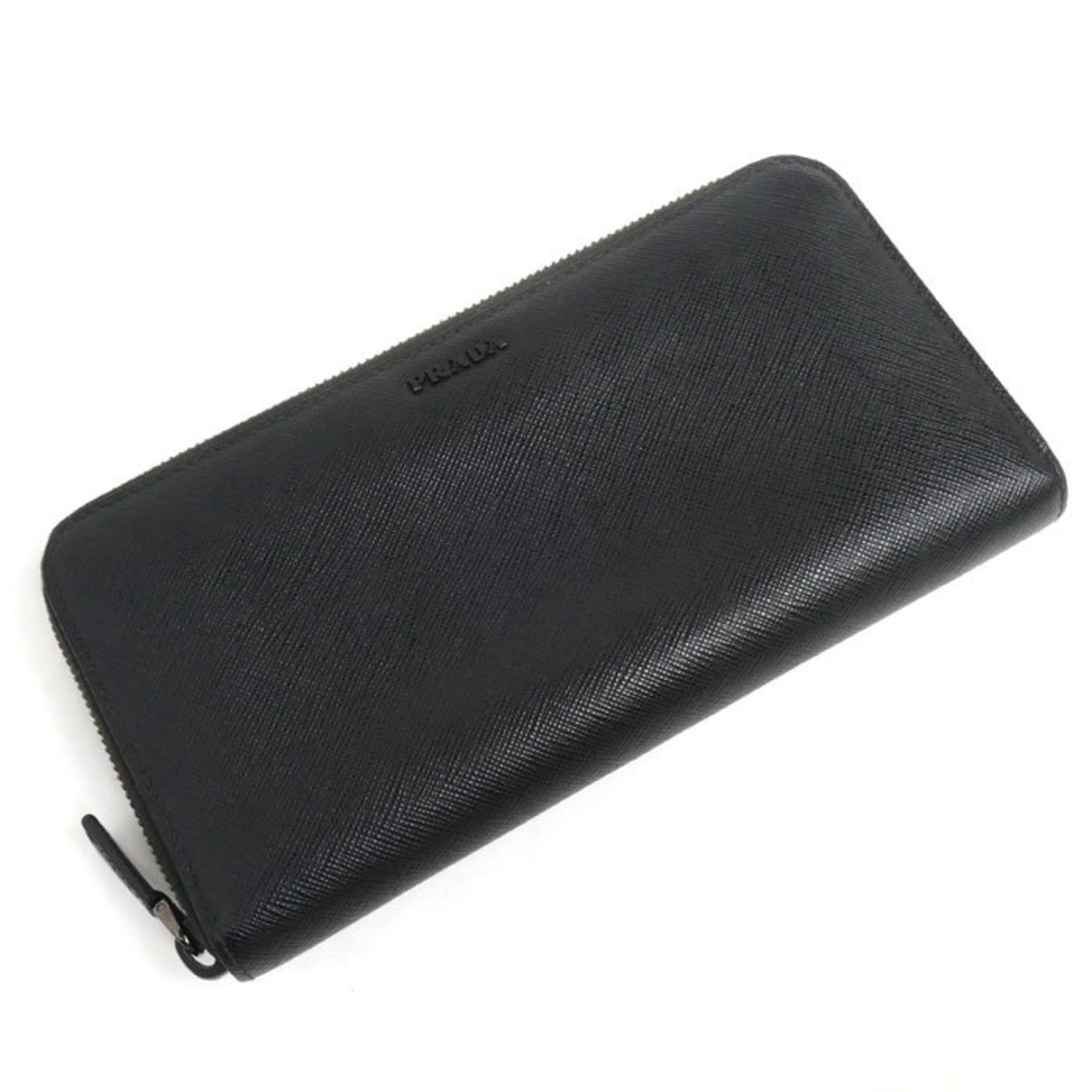 PRADA Saffiano Leather Long Wallet Round