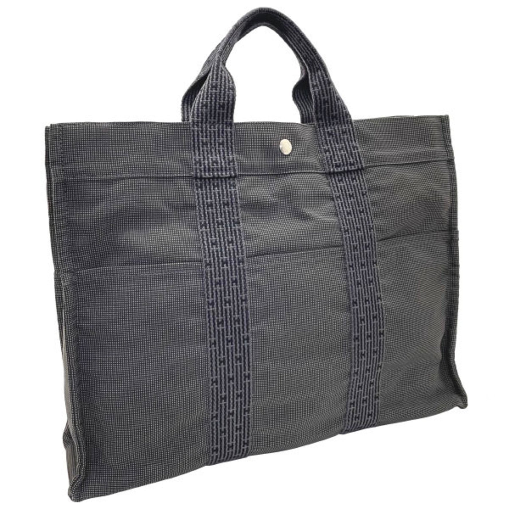 Hermes Tote Bag Air Line MM Nylon Canvas Grey Men's