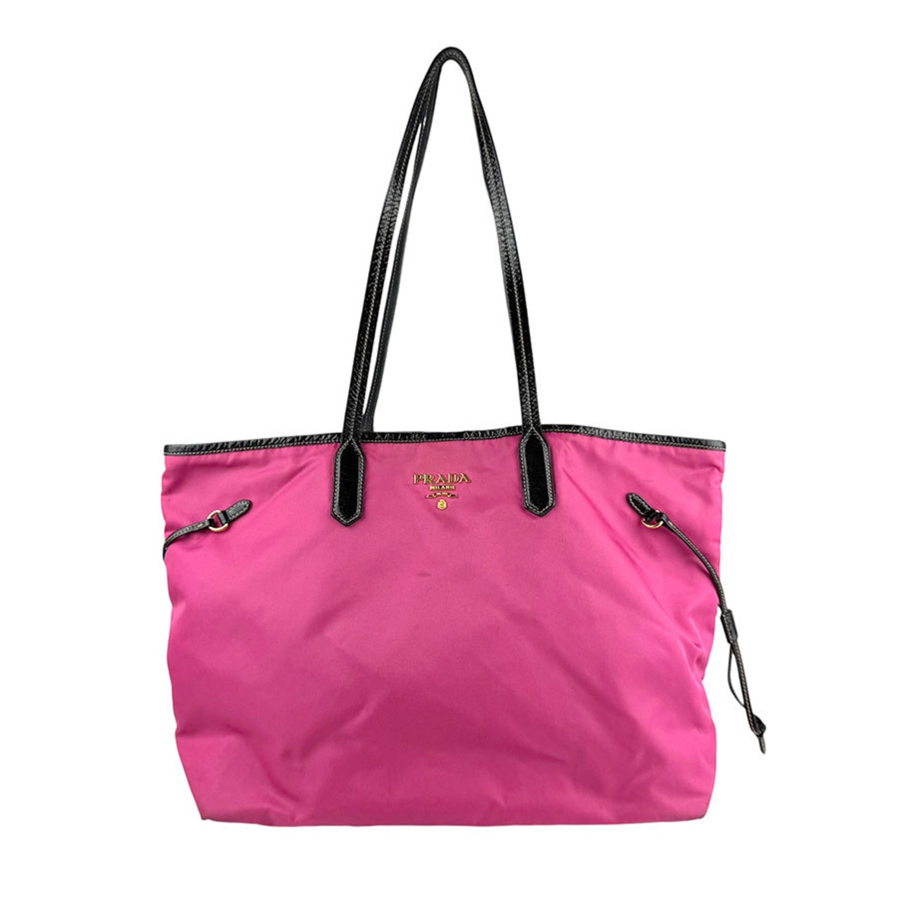 Prada Shoulder Bag Nylon Enamel Pink x Black