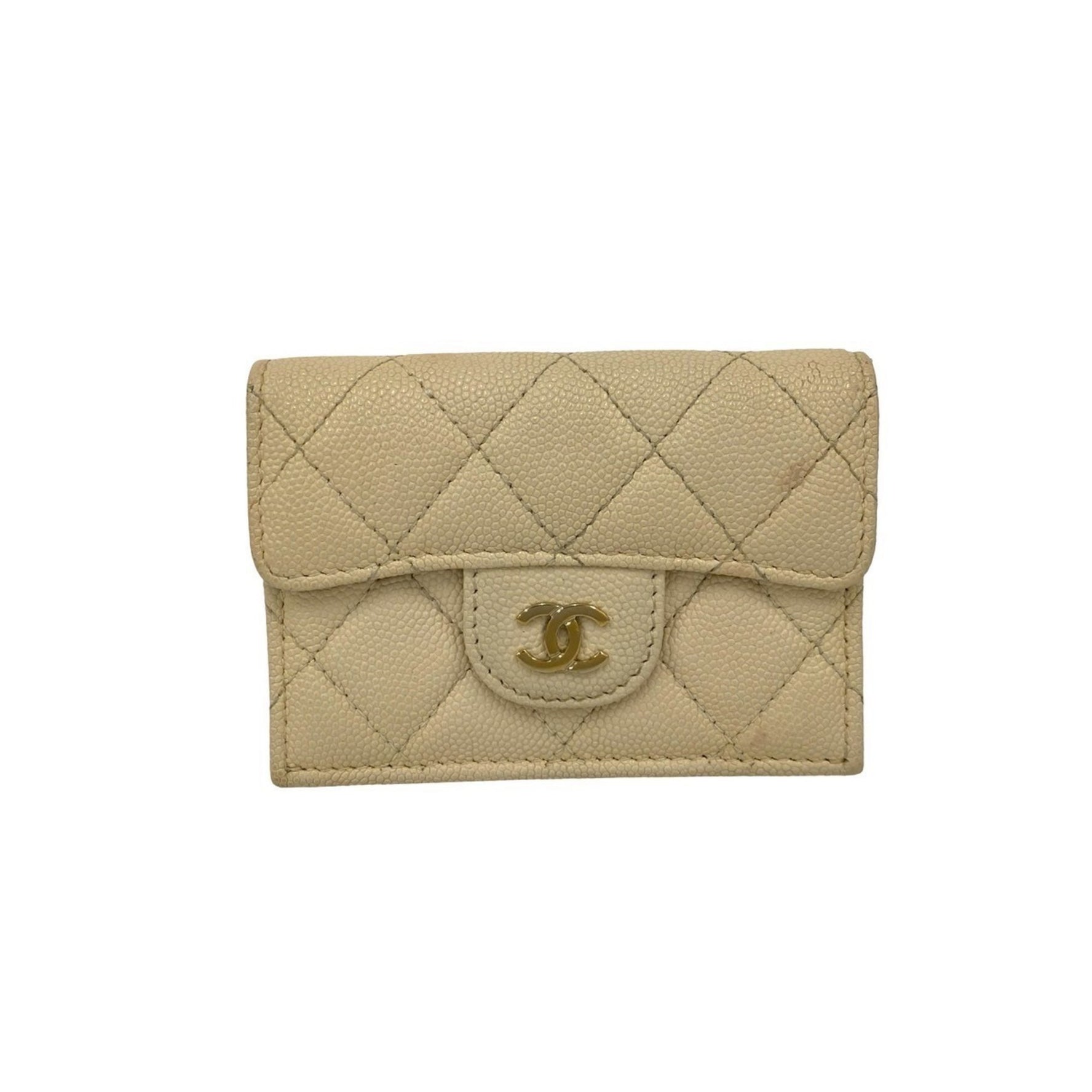 Seal No. 28 CHANEL Matelasse Coco Mark Caviar Leather Tri-fold Wallet Mini