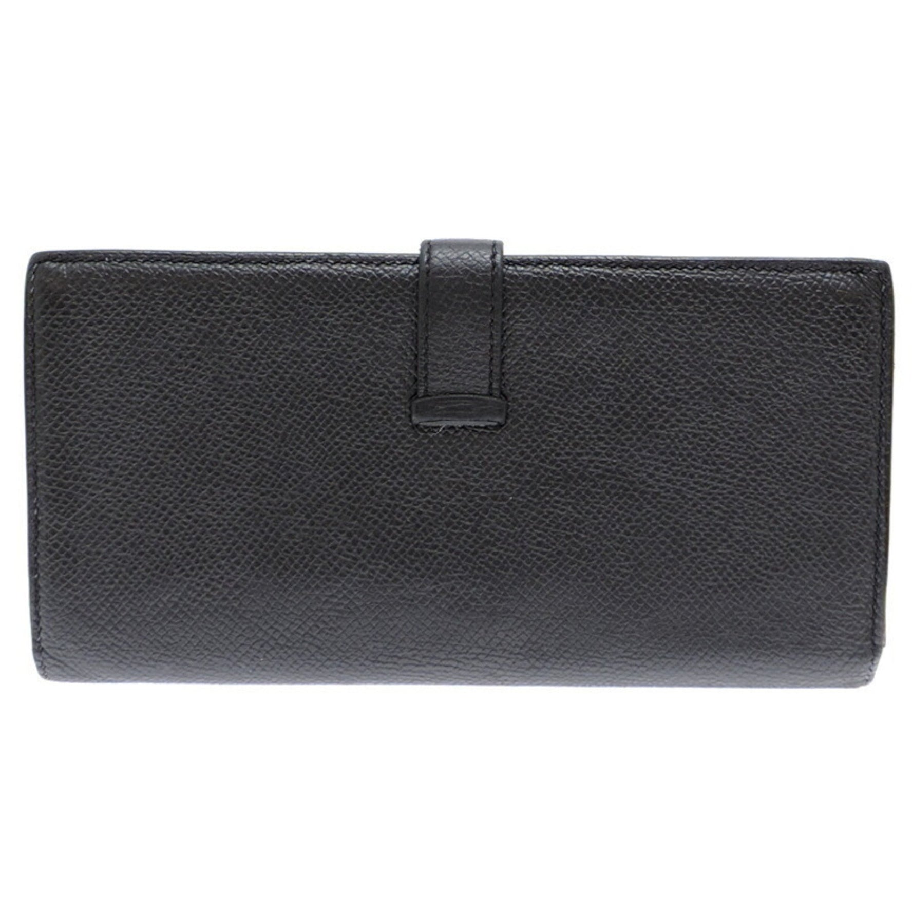 Hermes Bearn Souffle Y Stamp Women's/Men's Long Wallet Veau Epsom Leather Noir (Black)