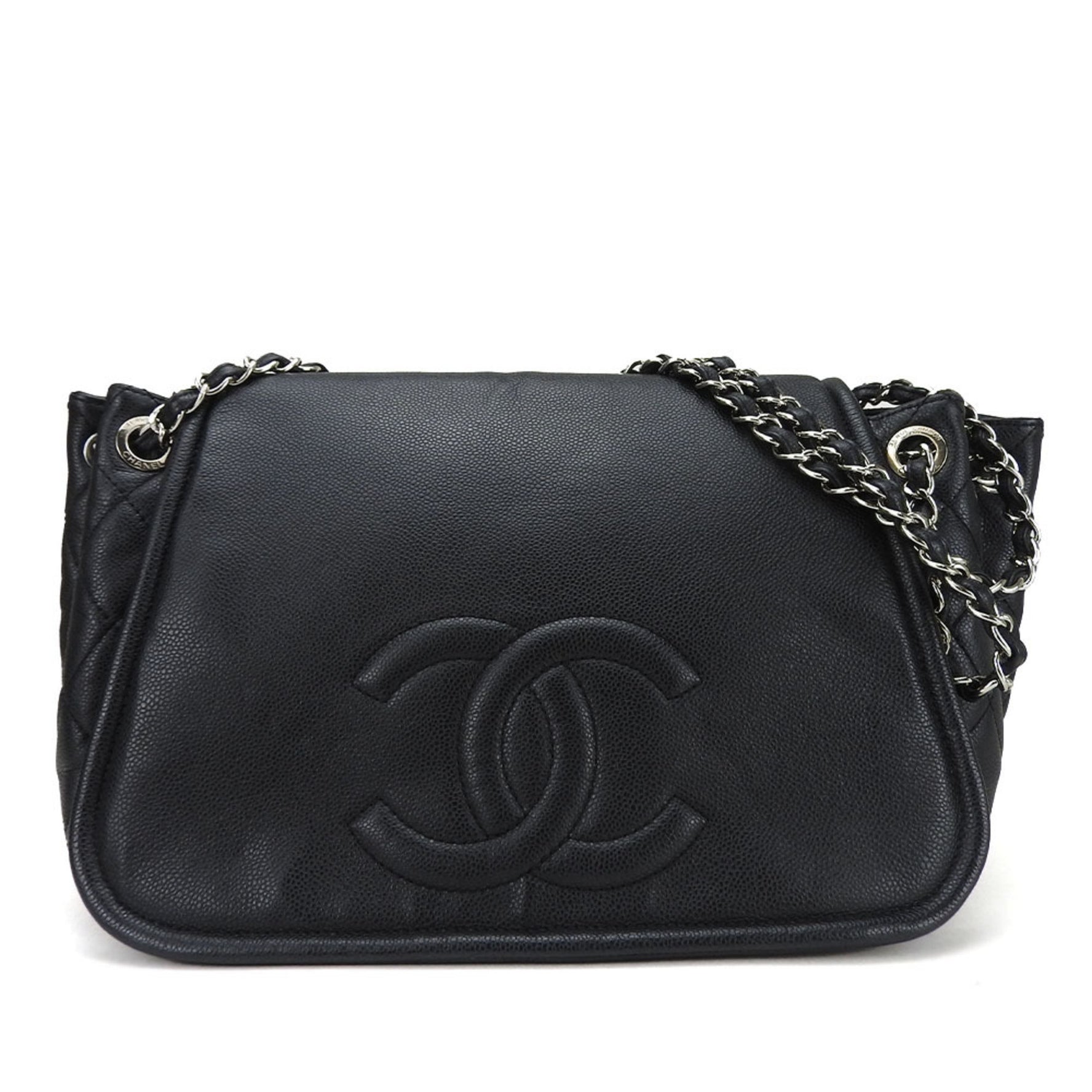 CHANEL Chain Shoulder Bag No. 14 Caviar Skin Coco Mark Chic Ladies shoulder bag coco leather